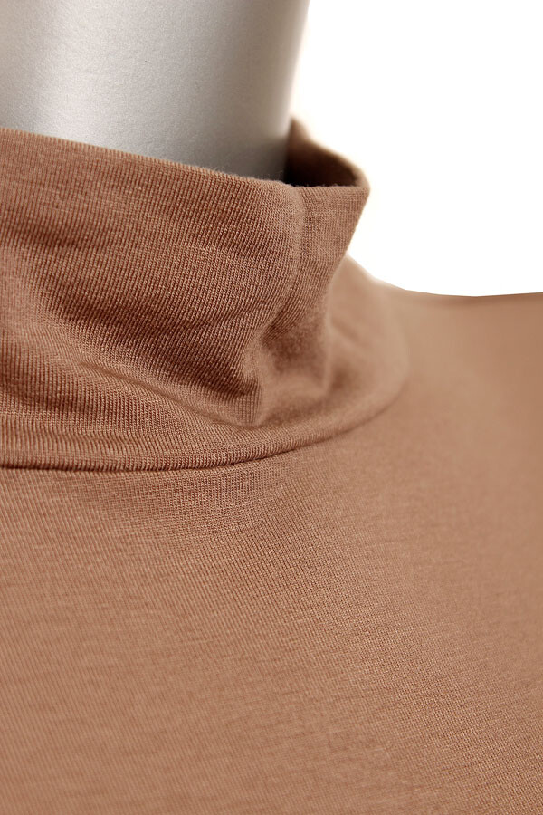 NEW Eileen Fisher Fine Jersey Stretch Mock Neck Long Length Tank Top Mocha