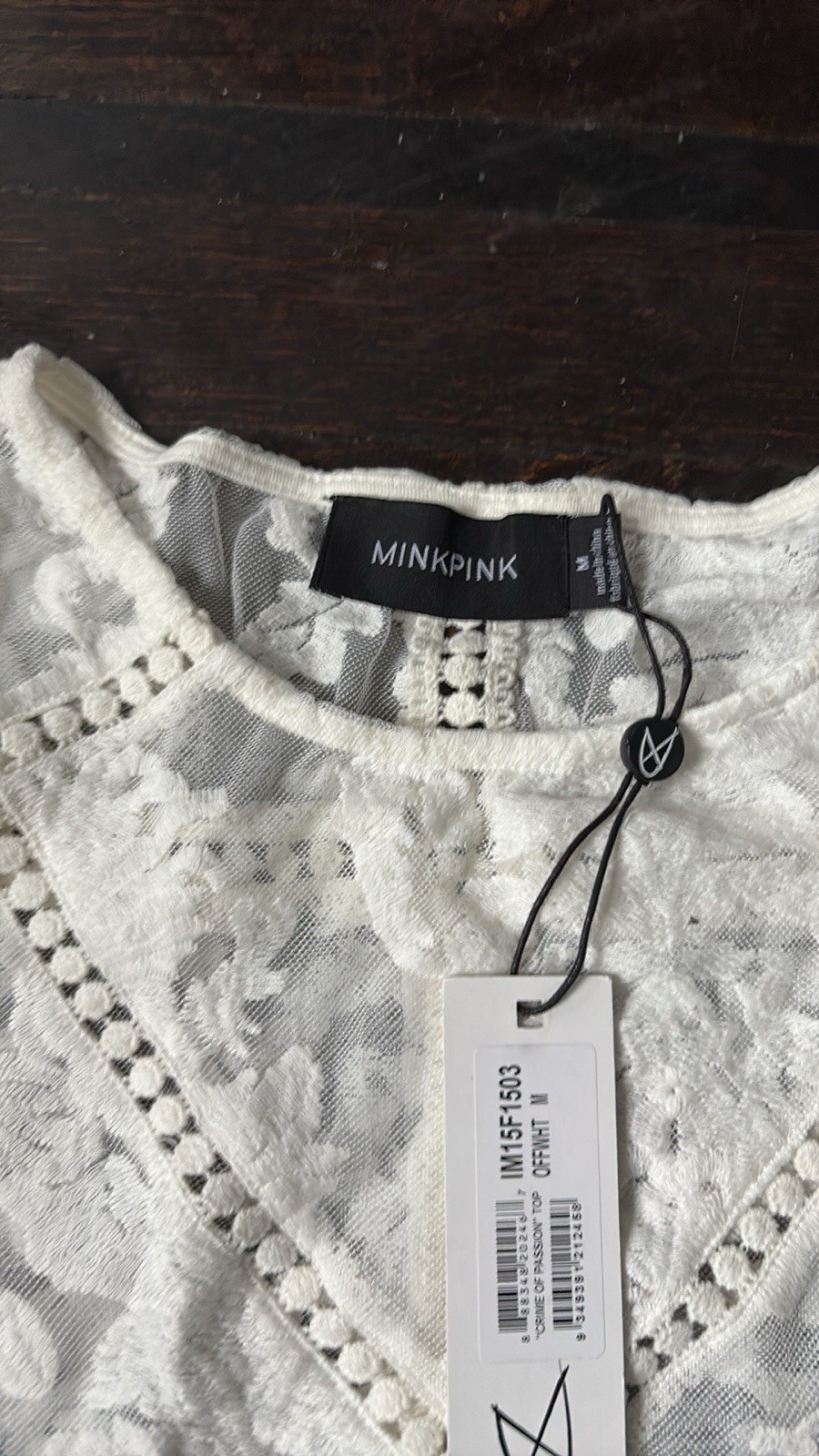 Minkpink Women’s Crime Of Passion White Lace Crop Top Boho Festive Casual M NWT