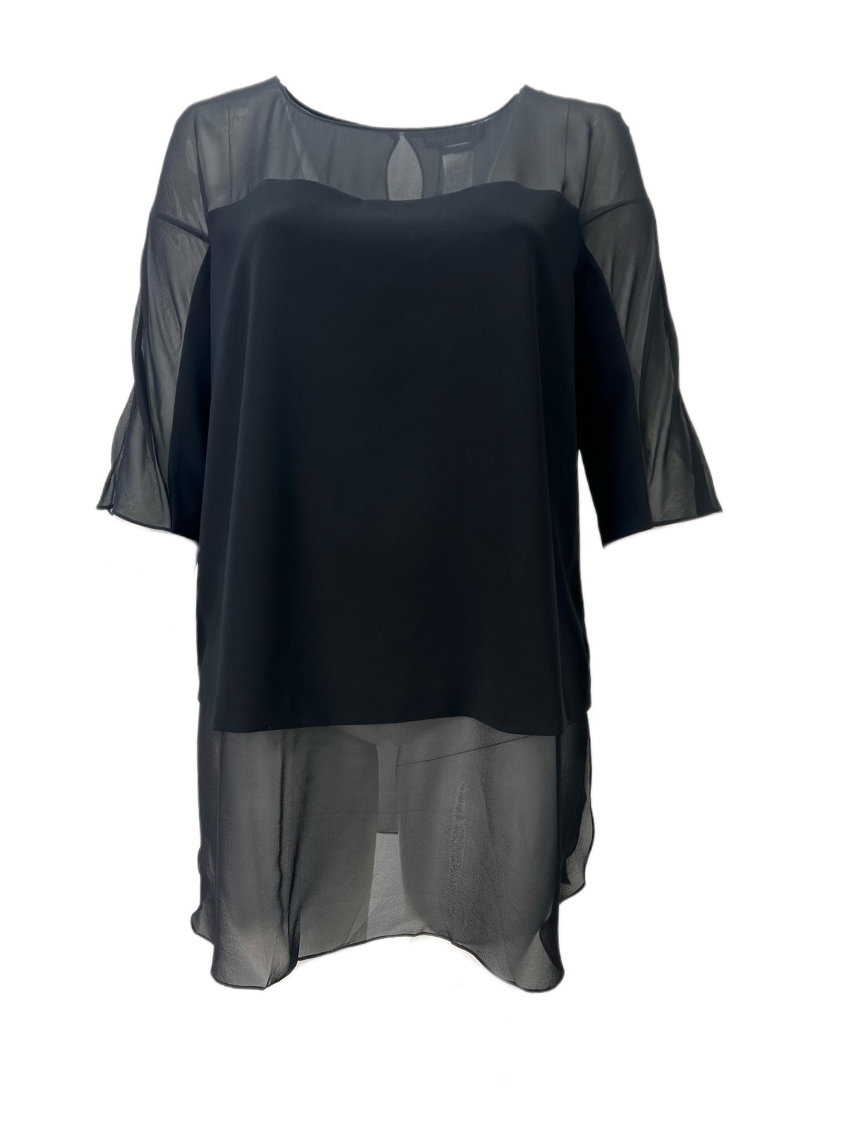 Marina Rinaldi Women’s Black Fastigio Short Sleeve Sheer Tunic