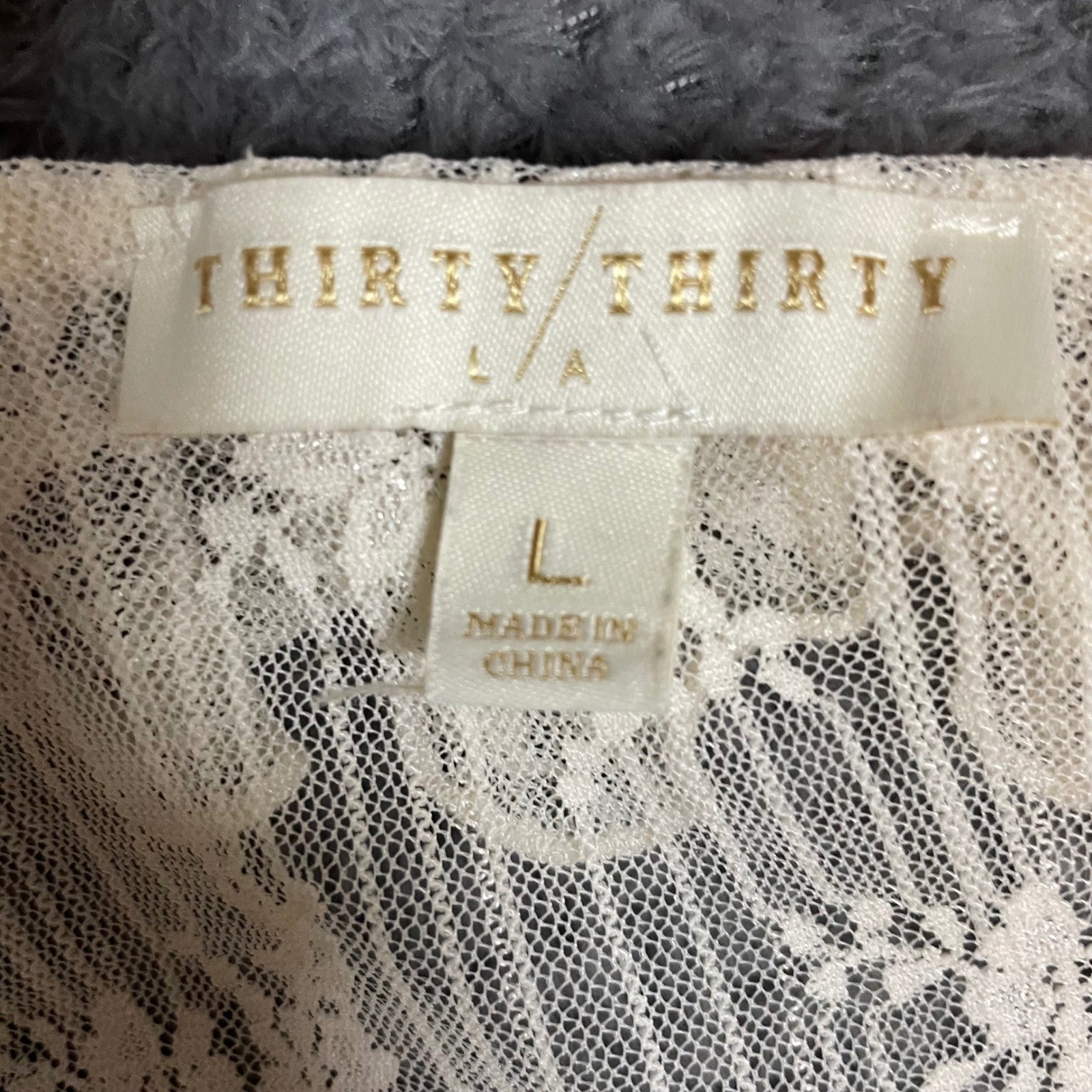 Thirty Thirty LA Lace Ruffle Front Bell Sleeve Cardigan Large Floral Coquette