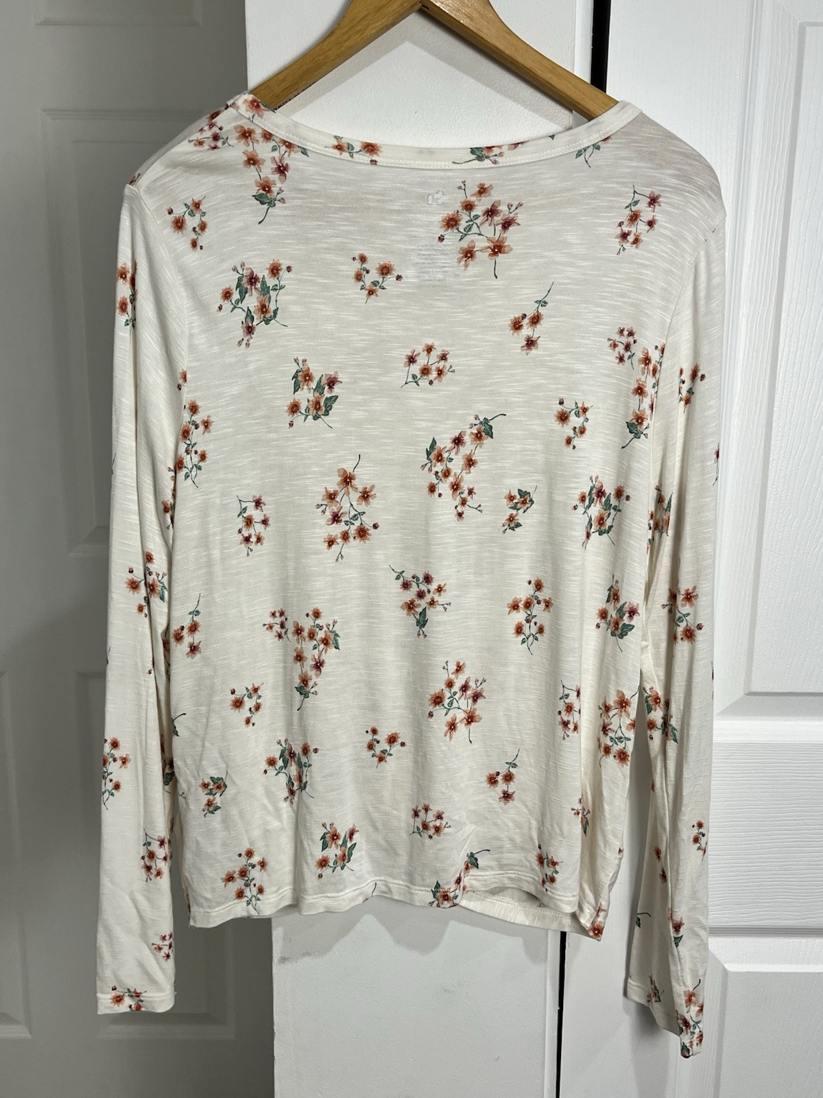 SO Long Sleeve Floral Knit Top Front Twist Detail COTTAGECORE Romantic Size L