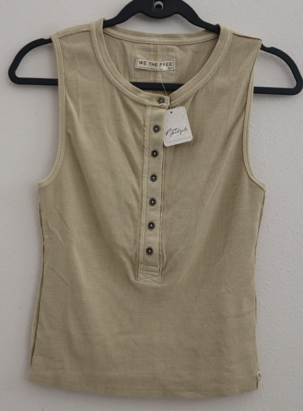 Free People We The Free Womens Size S Khaki SEMOLINA Jamie Henley Tank Top Shirt