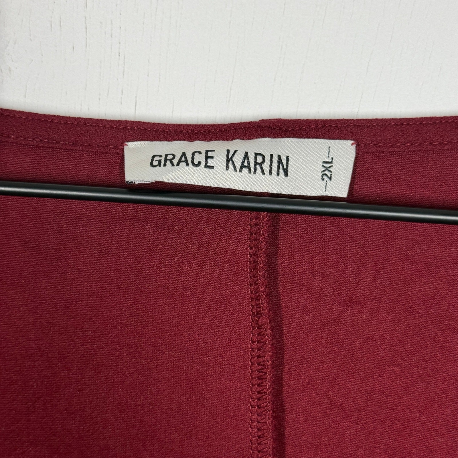 Grace Karin Sequin Sleeve Top Womens Plus Size 2XL Burgundy Sparkle Shimmer