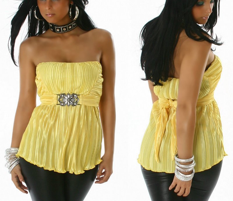 SeXy Miss Womens Bandeau Babydoll Top Shiny Satin NEW 34 36 38 40 Black Yellow