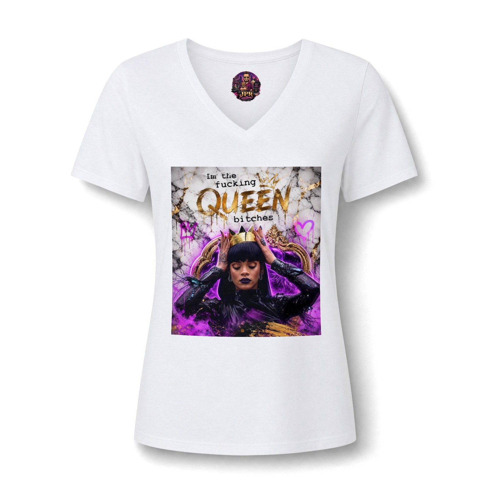 Gothic Purple Sovereign Portrait Pop Art Women’s Relaxed Fit V-Neck Tee