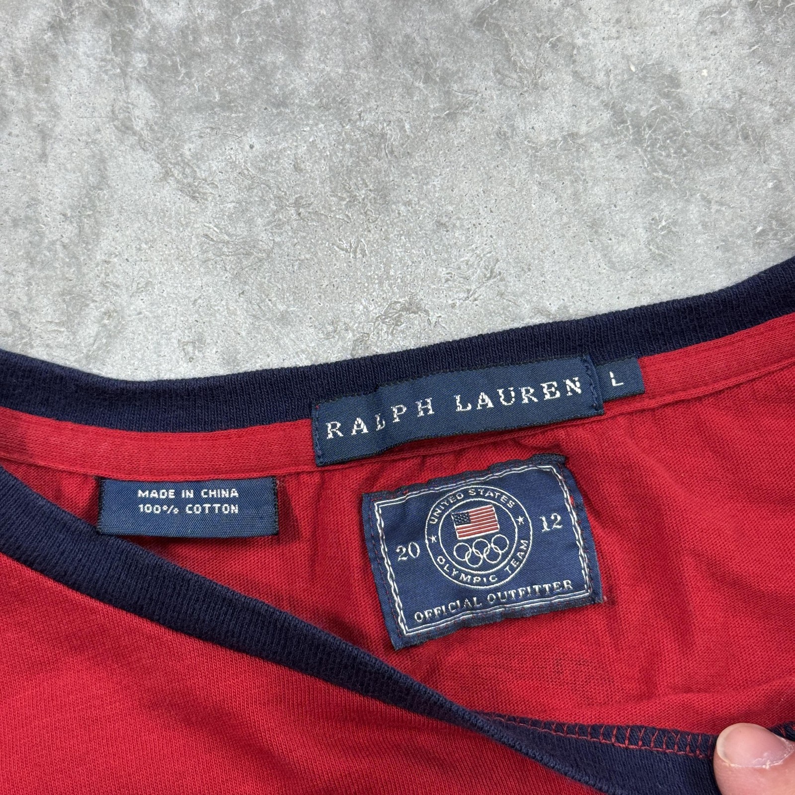 Ralph Lauren Shirt Womens Large Red London 2012 Olympic Team Polo Player UK Flag