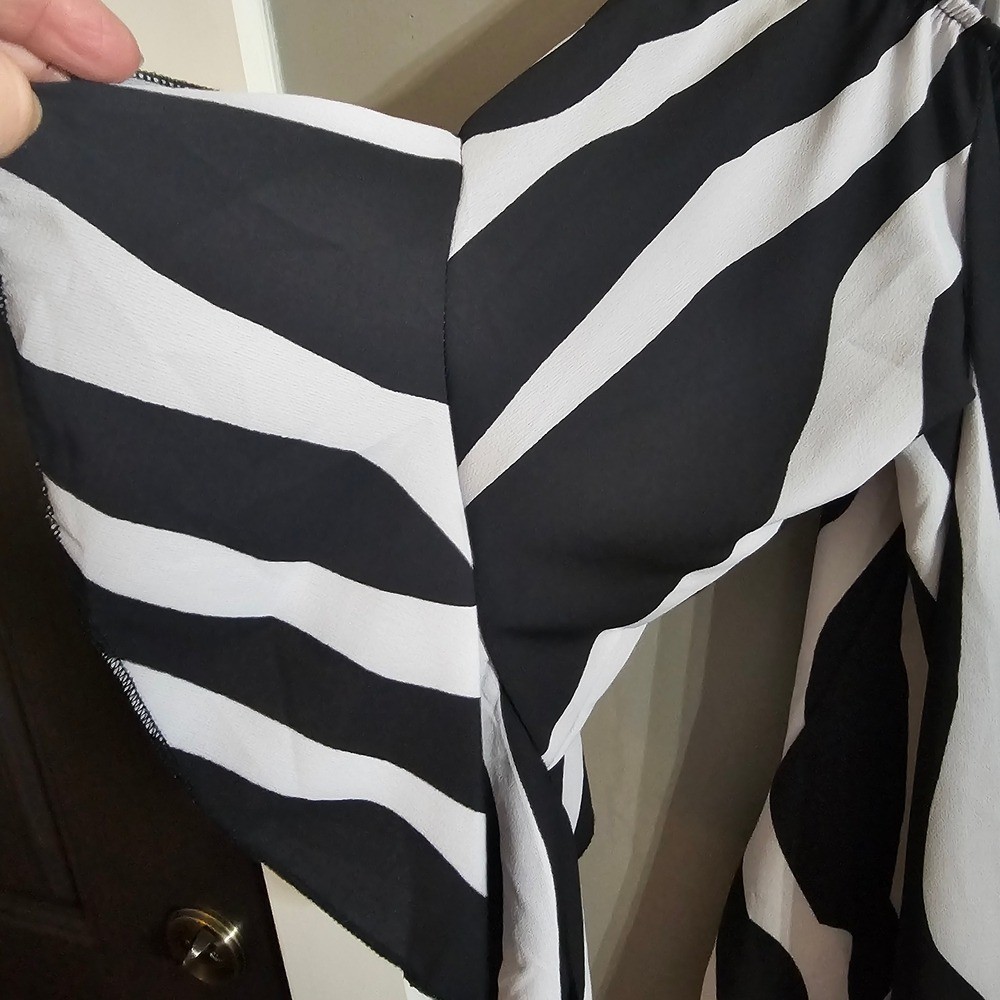 Perfectly Priscilla Black and White Off-Shoulder Top