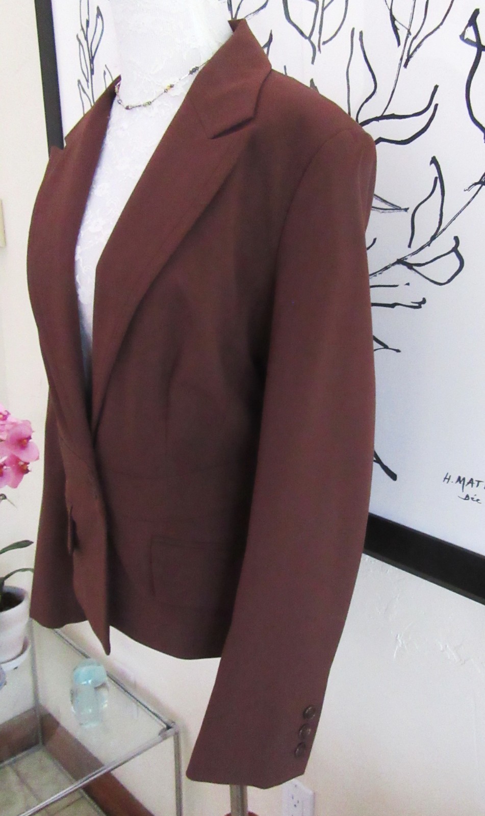 Vintage Worthington polyester/rayon blend brown semi fitted blazer jacket – 16