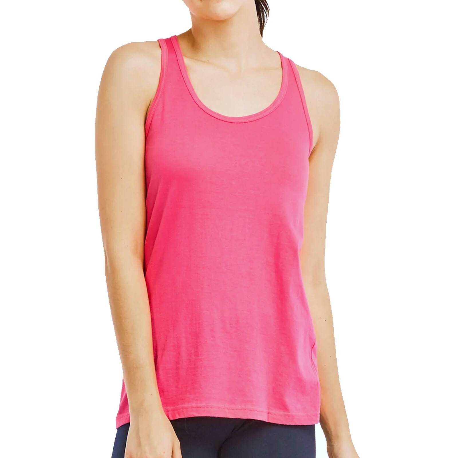 Sofra Women’s Athleisure Loose Fit Yoga Jersey Tank Top Relaxed Tee (TT302)