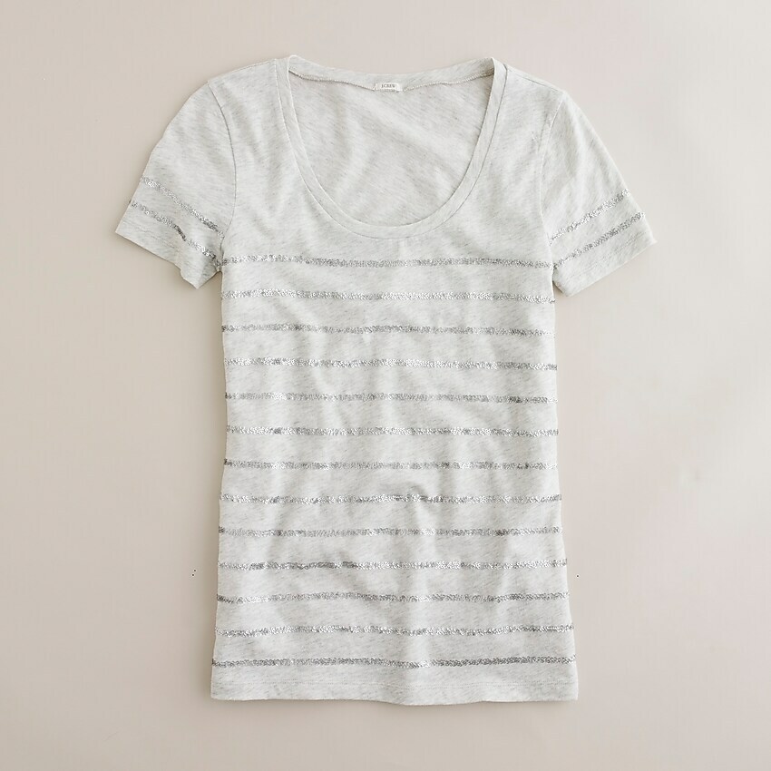 J. Crew Sequin-Stripe Tee Heather Stone Gray Light Short Sleeve Cotton Small