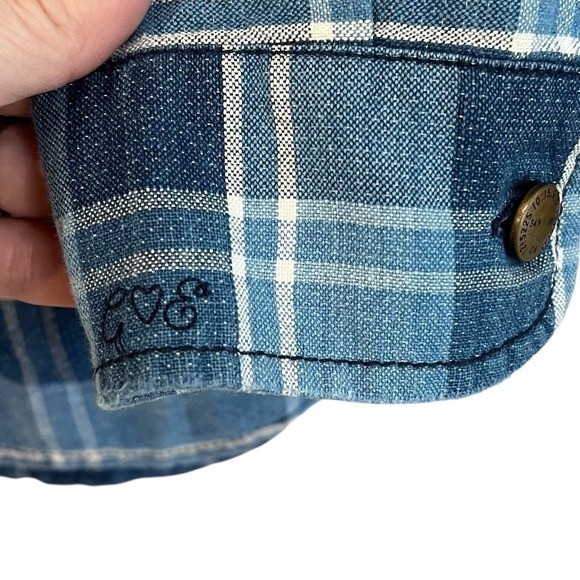 Current Elliott The Perfect Shirt Reflektor Plaid Blue White Button Down Small