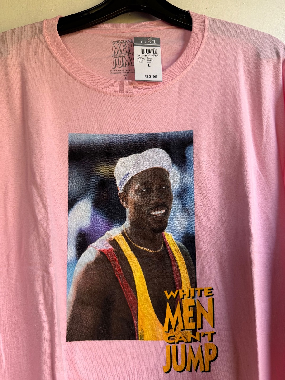 Women’s Rue21 White Men Can’t Jump Pink Long Sleeve T-shirt Size Large Cotton