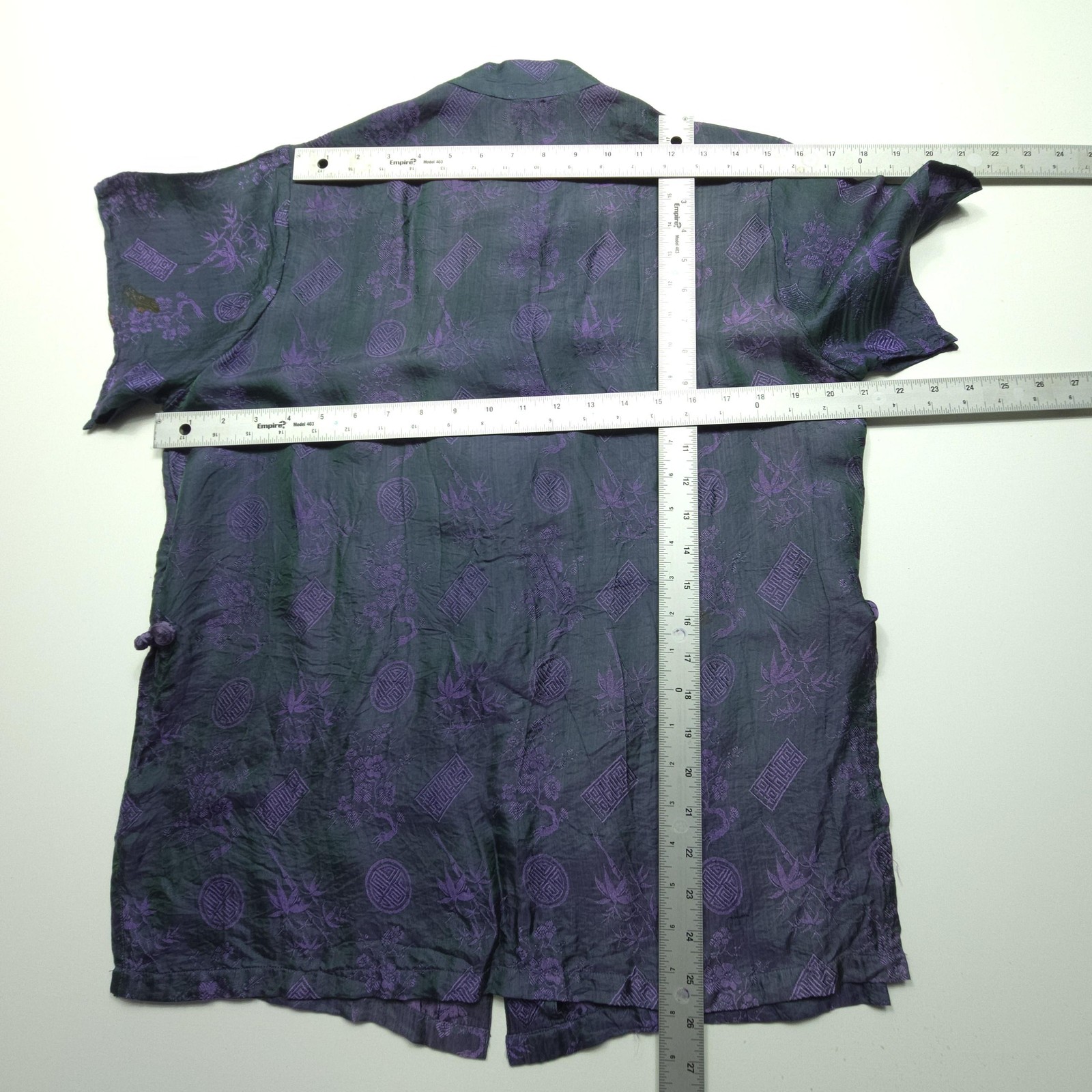 Blue Dragon Womens Top Large Purple Rayon Kimono Blouse Floral Tunic L