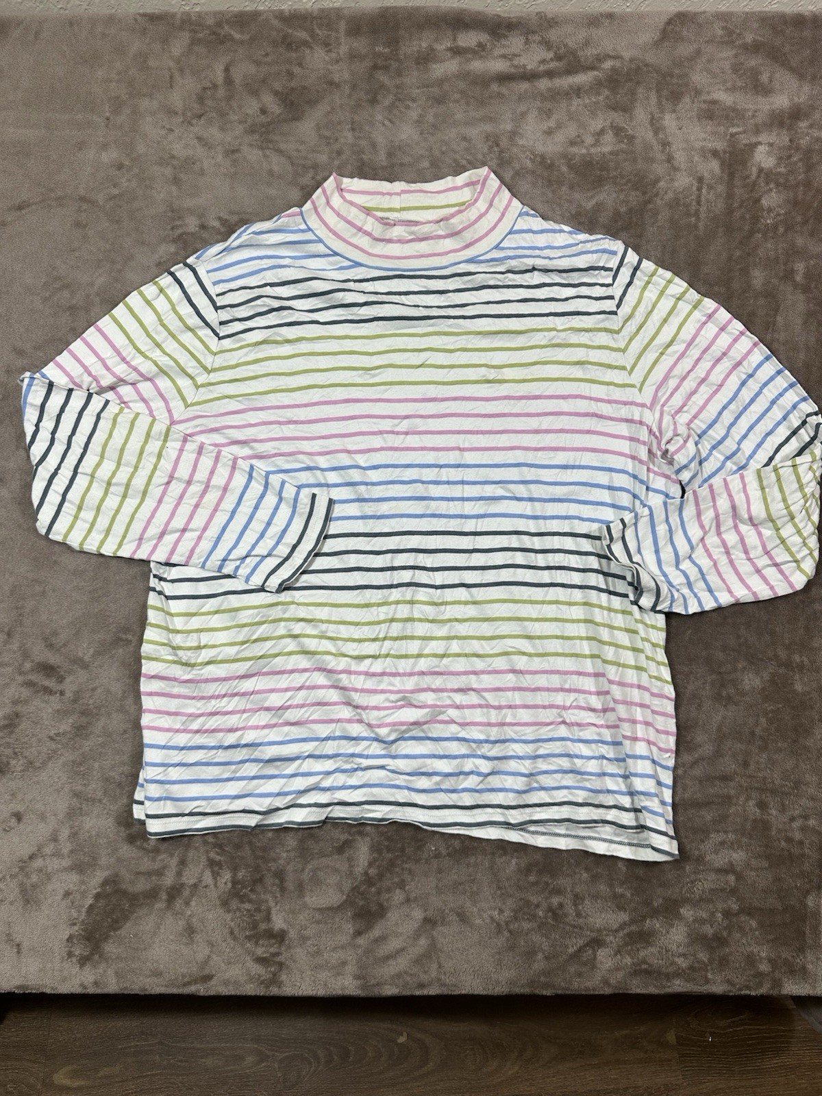 Croft & Barrow Multi-colored Striped Cotton Turtle Neck Long Sleeve Shirt