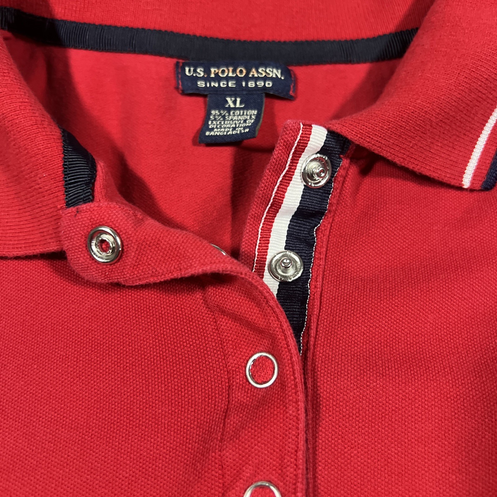 U.S. Polo Assn. Polo Shirt Women’s XL Red Snap Button USPA Logo Embroidered Polo