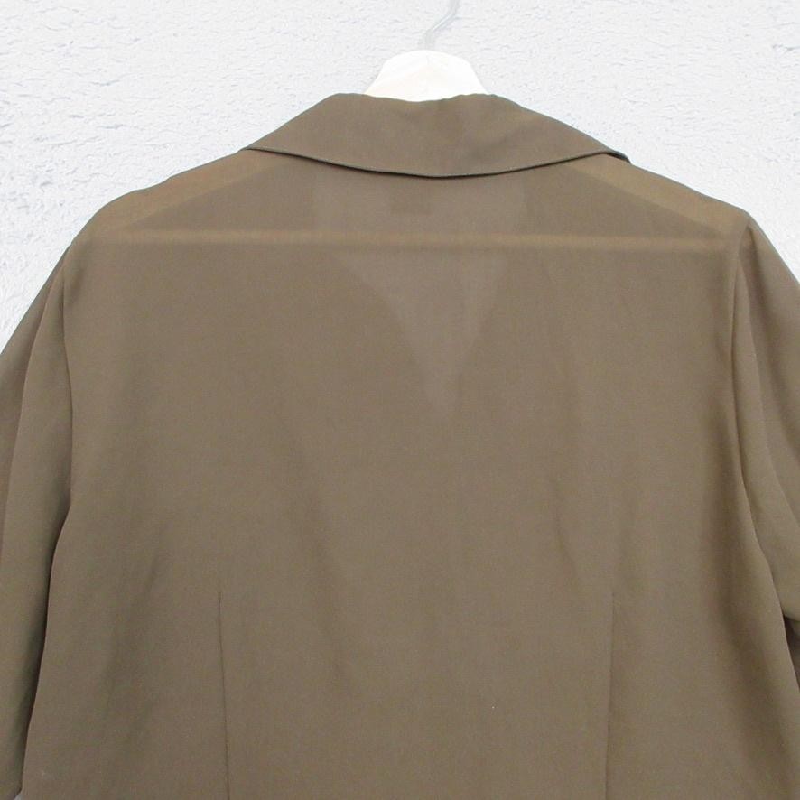 Milano Shirt Womens Large Ruffle Front Button Blouse Long Sleeve Dressy Top