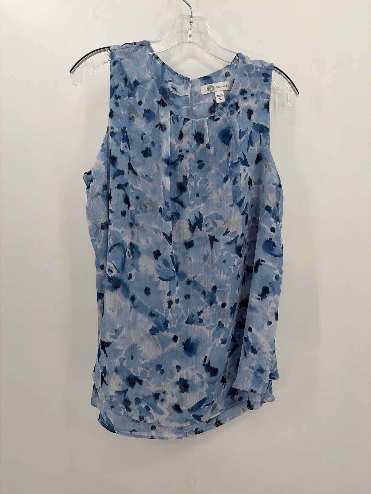 Pre-Owned Cristina B Blue Size Medium Tank Top