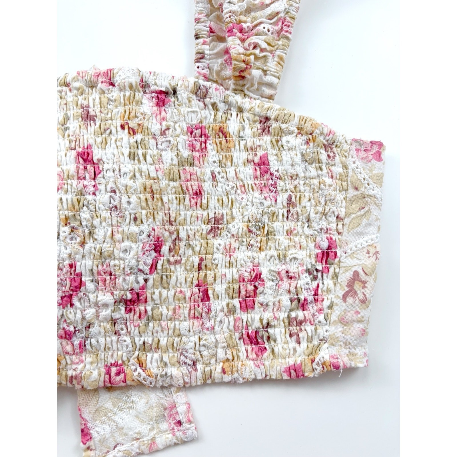 MINKPINK Cecile Floral Prairie Crop Top in Pink Size Small