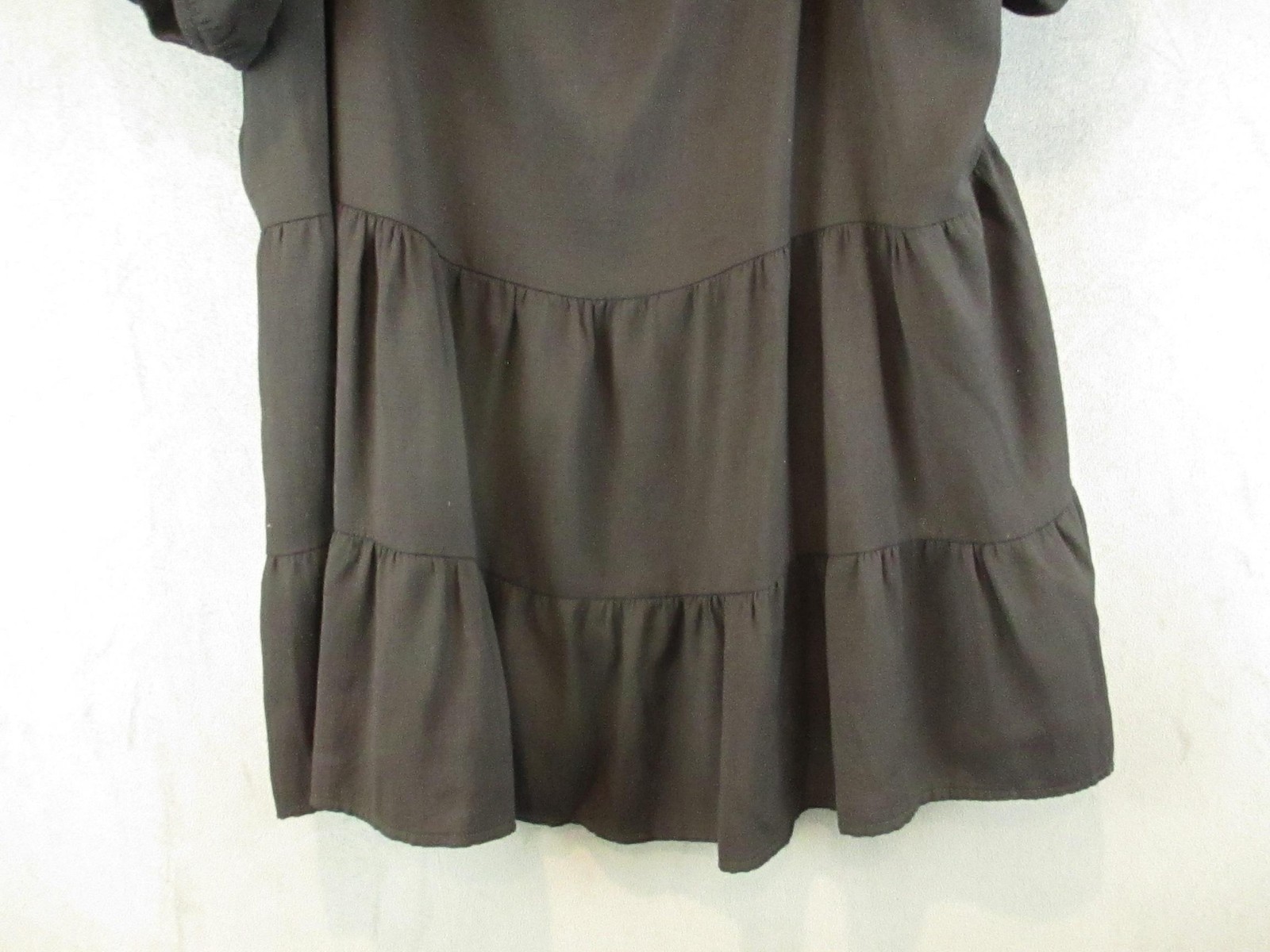 Arula Blouse Women Black 3X Tiered Babydoll Peasant Scoop Neck Puff Short Sleeve