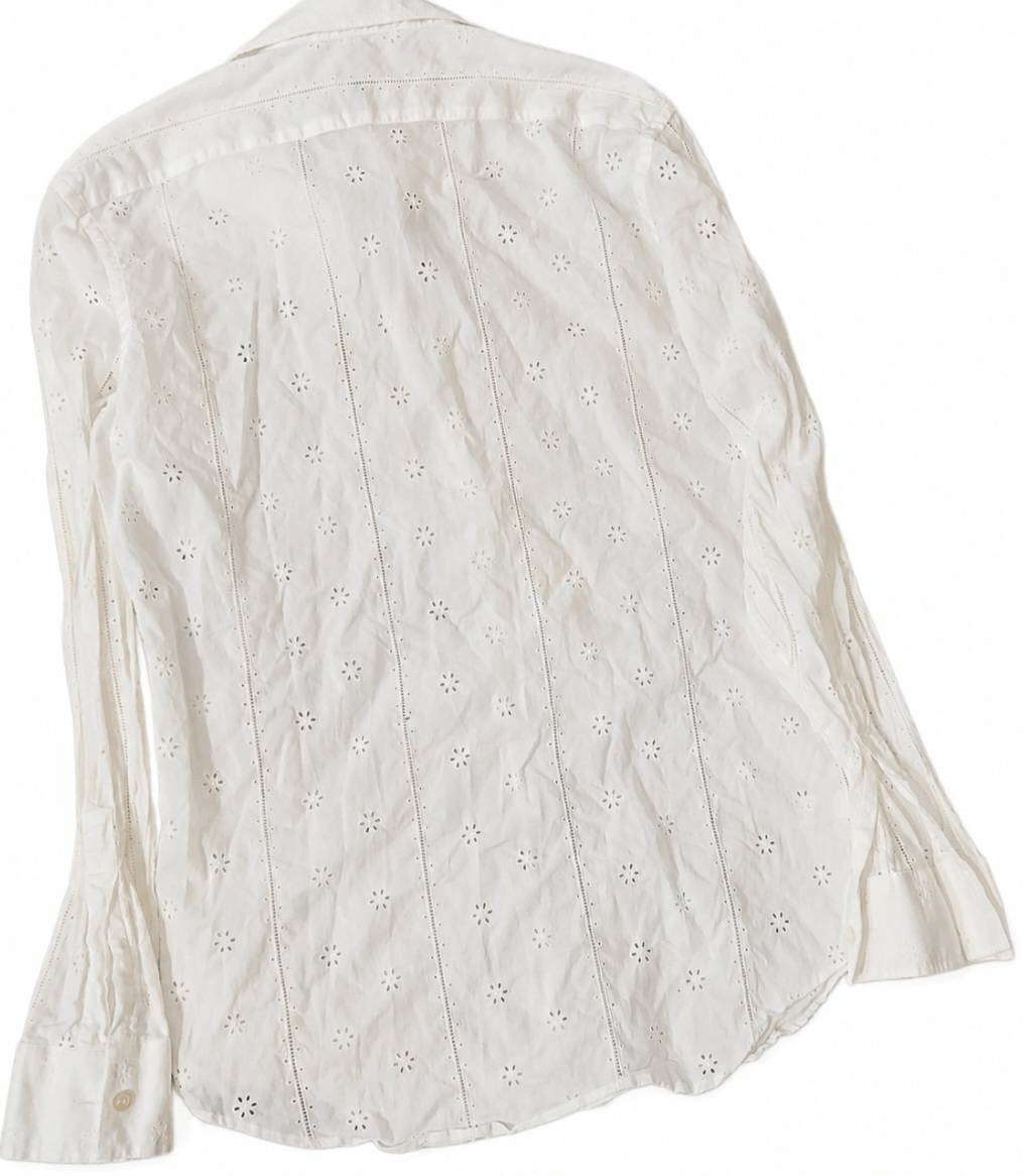 Paul Smith womens large eyelet white shirt tunic 100% cotton Italian fabric