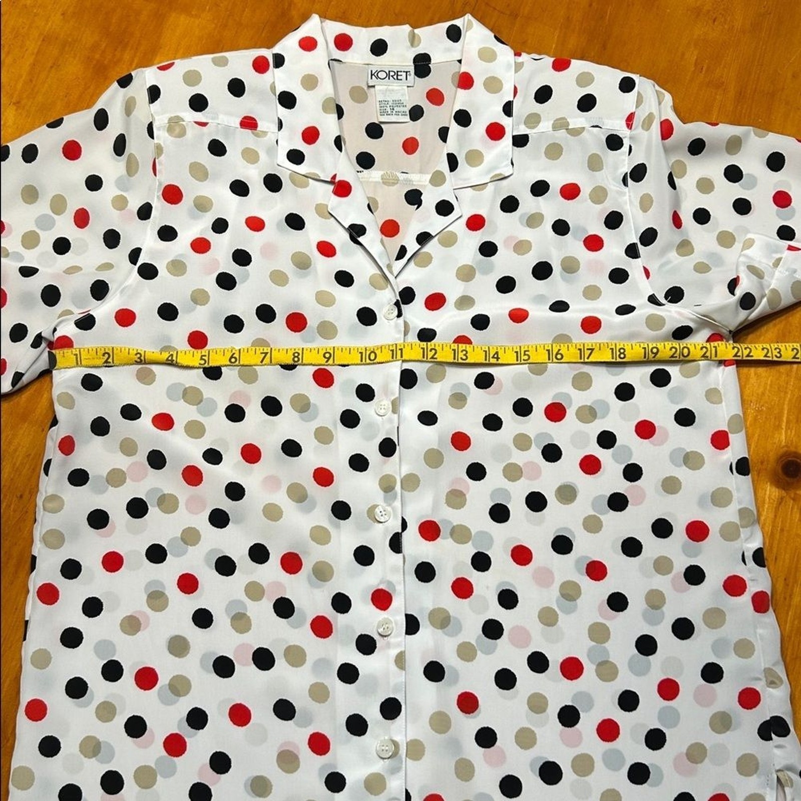 Koret Women’s Short Sleeve Multicolor Polka Dot Button-Up Blouse 80s Y2K Granny