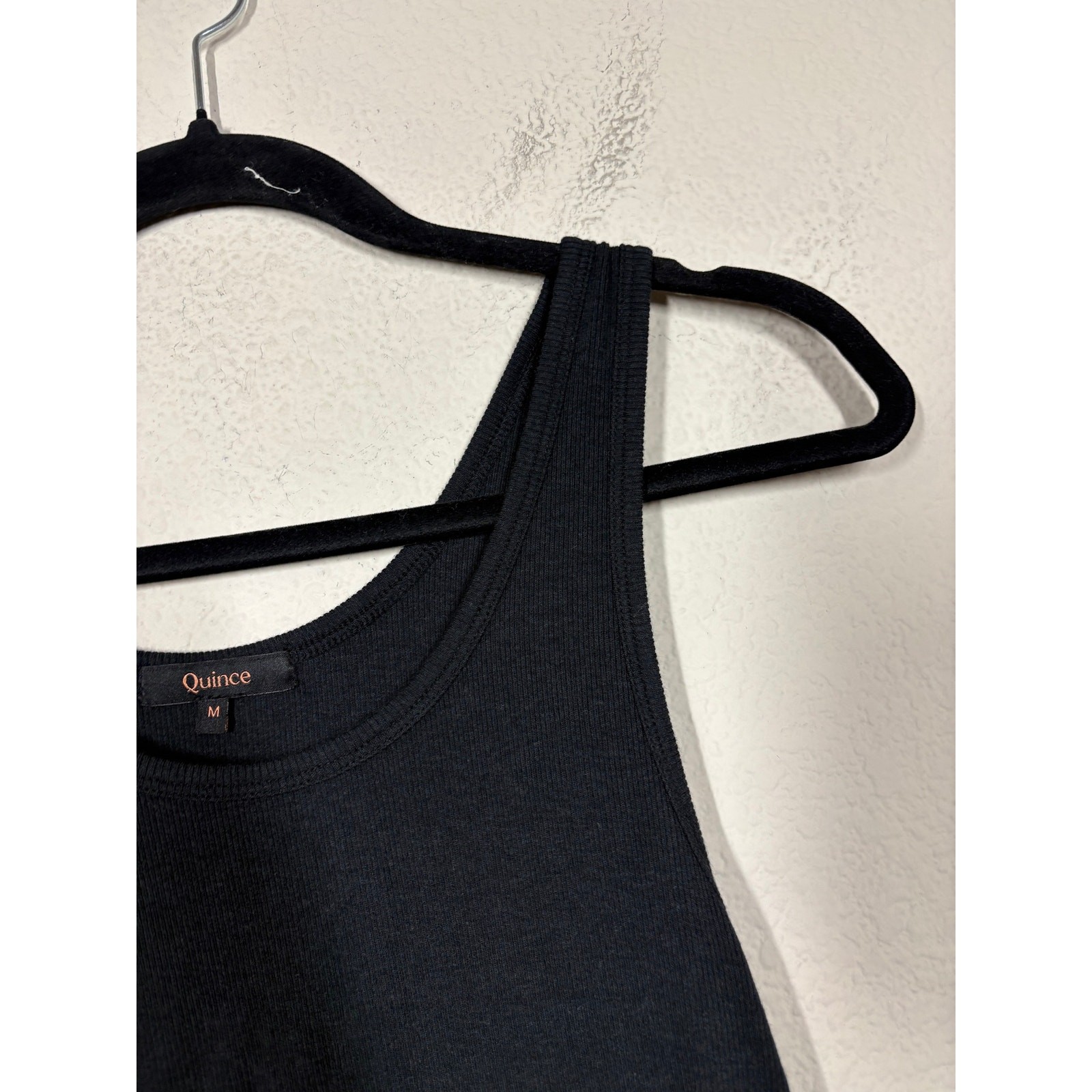 Quince Medium Bamboo Rib Maternity Scoop Neck Tank Bold Black Cotton Blend