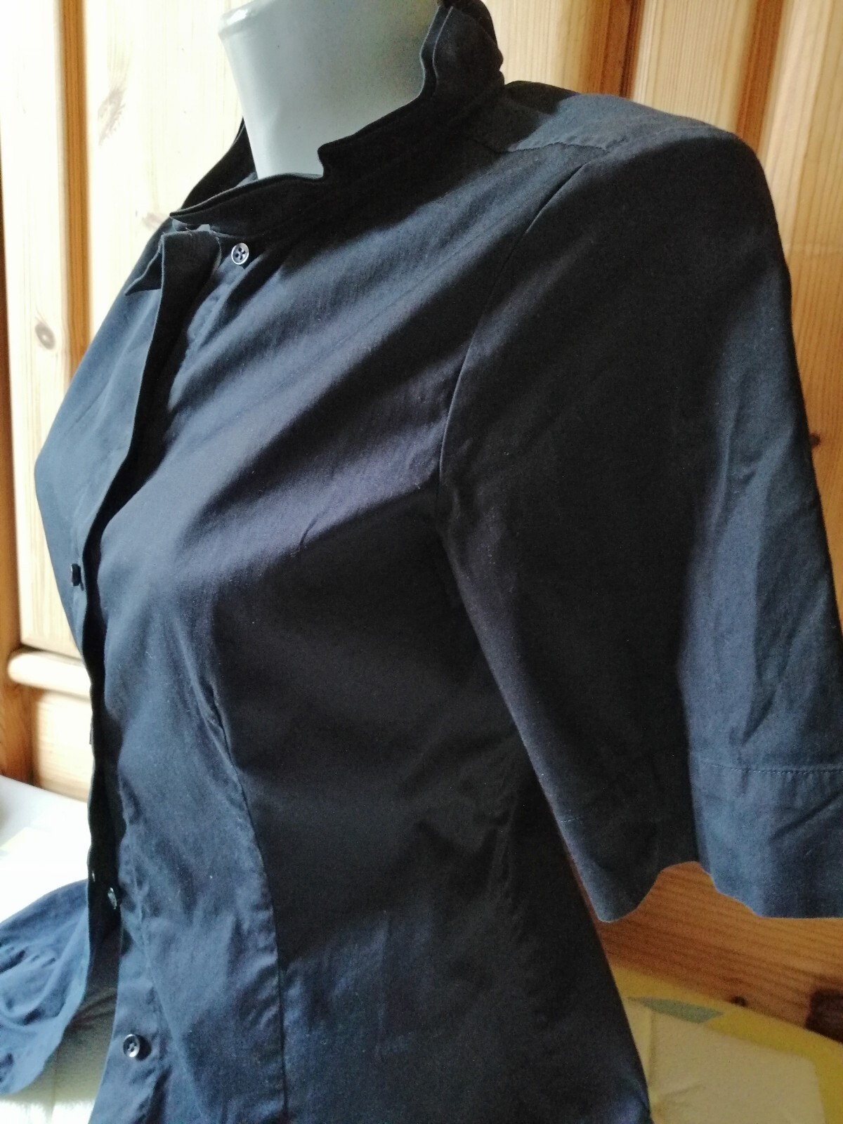 Jacques Black Blouse Size 38 Short Sleeve Elegant