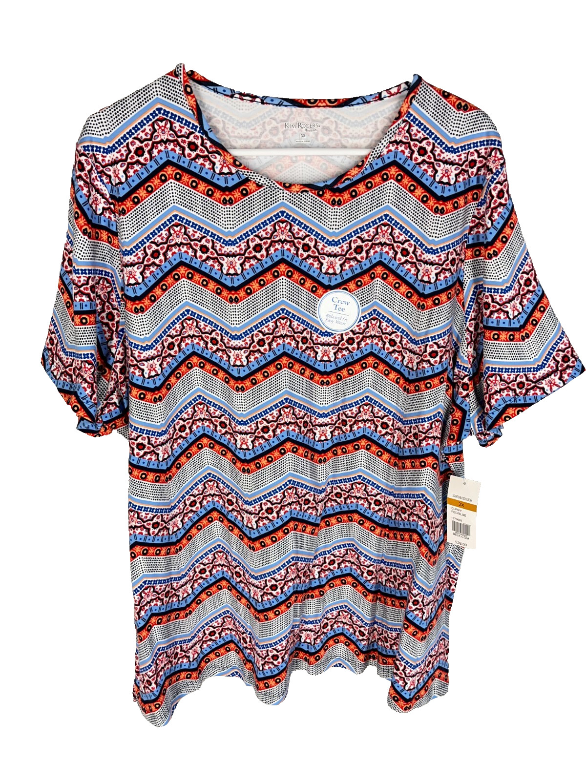 KIM ROGERS Tee Shirt Top Relaxed Fit Floral Retro Sz 3X Summer Spring NEW NWT