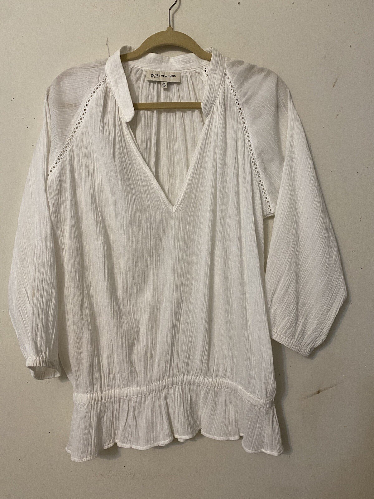 JONES NY SPORT PEASANT HIPPIE BOHO GYPSY CRINKLE FABRIC ELASTIC HEM RUFFLE M