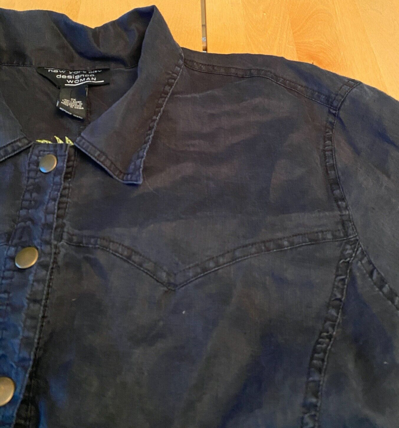 VINTAGE New York City DESIGN CO RAMIE EMBROIDERED WOMAN SHIRT JACKET SZ 2X