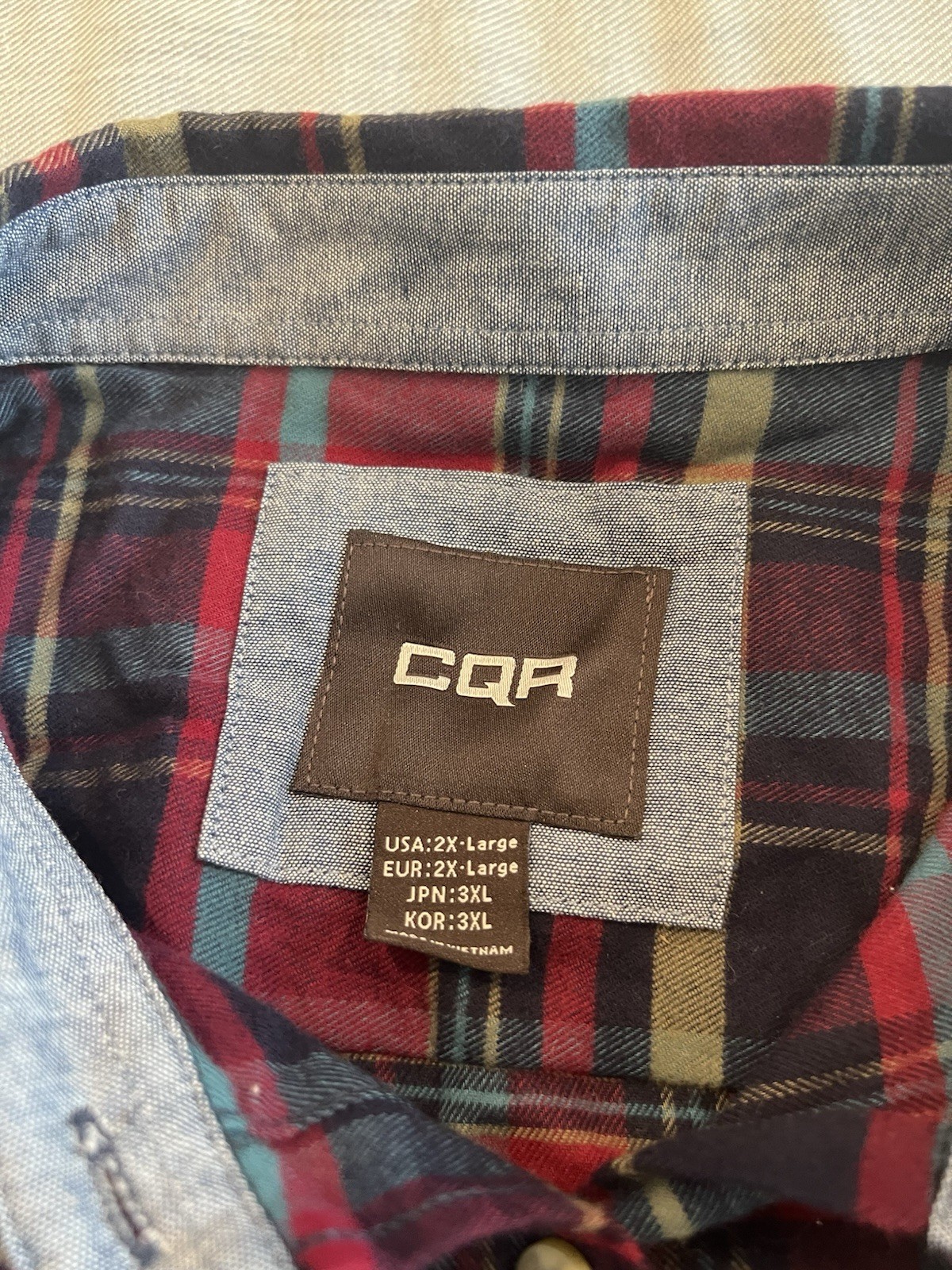 CQR Women’s Plaid Flannel Shirt With Chambray Flip Cuffs Size 2XL