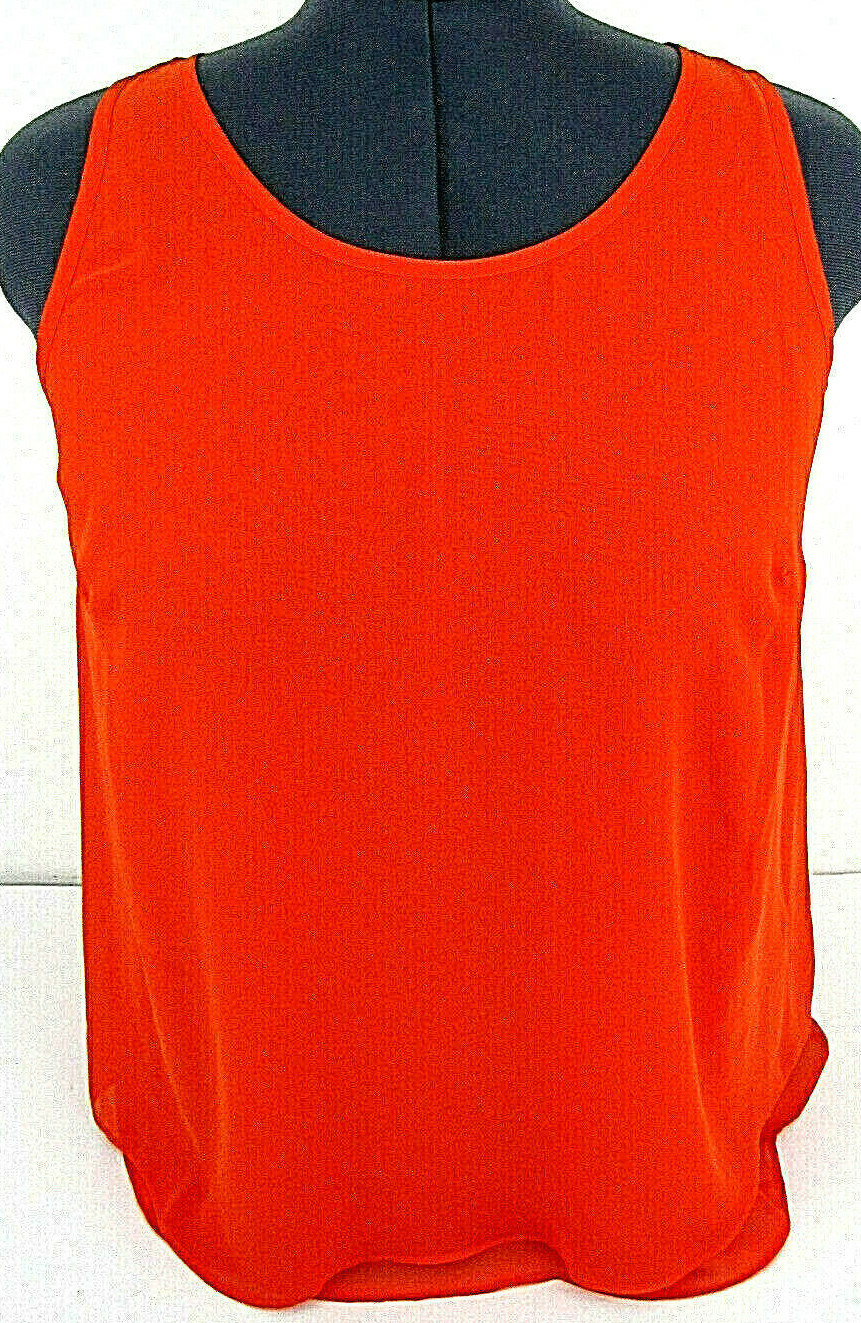 Worthington 1X Orange Round V back Tank Cami Sleeveless Lined Shell Solid New