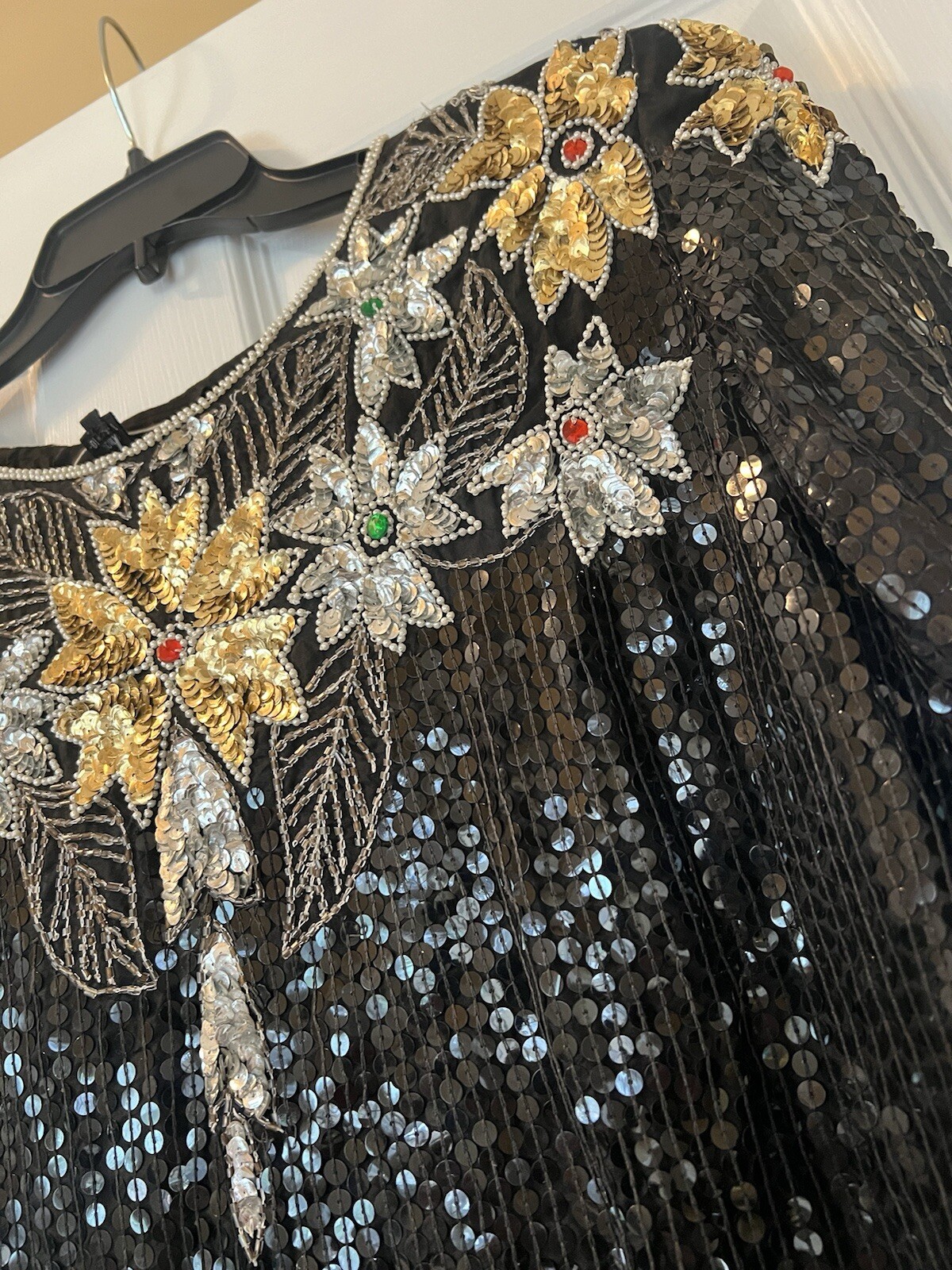 Jean for Joseph Le Bon Vintage Silk Beaded Sequin Formal Blouse Black Size Large
