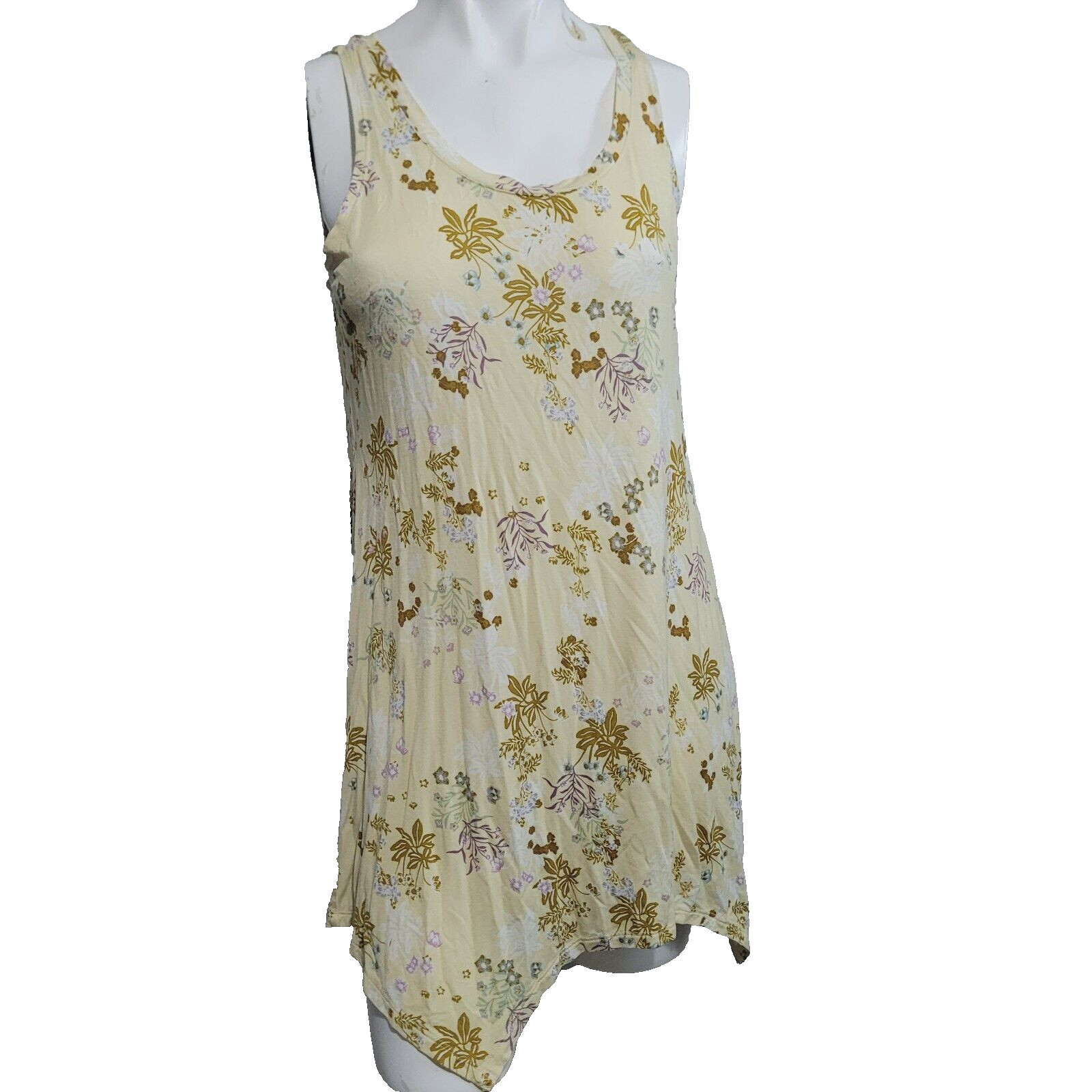 LOGO Lori Goldstein Small Tunic Top Women flower scoop stretch