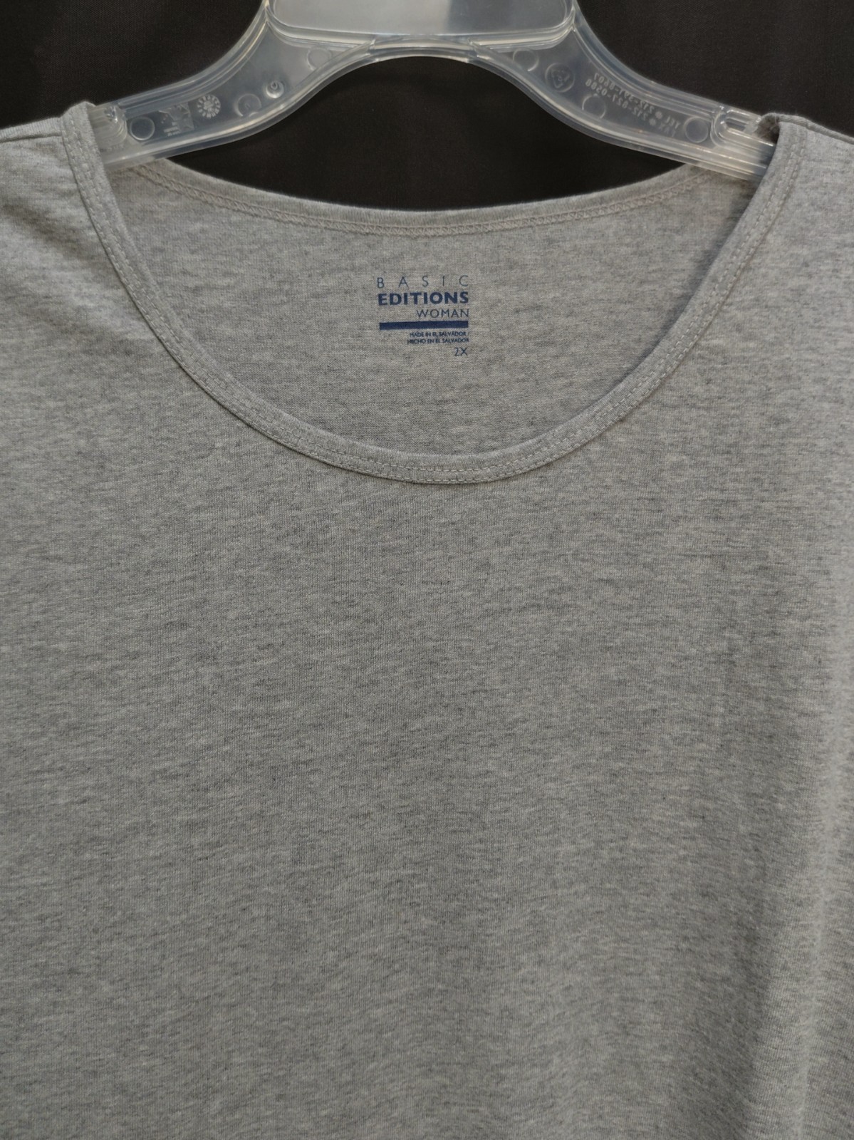 2X BASIC EDITIONS 100% COTTON STRETCH KNIT MARLED GRAY TOP T-SHIRT NEW OLD STOCK