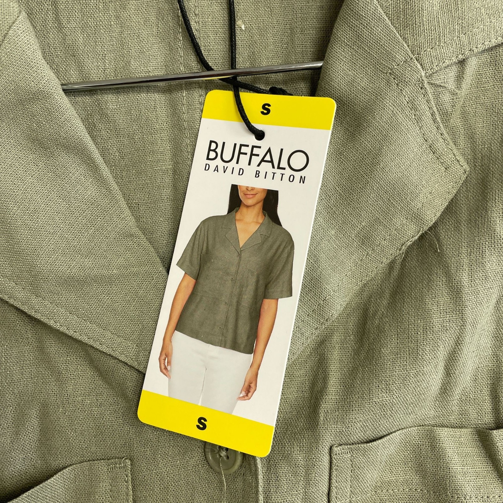 Buffalo Women’s S David Bitton Linen Blend Short Sleeve Utility Button up N1144