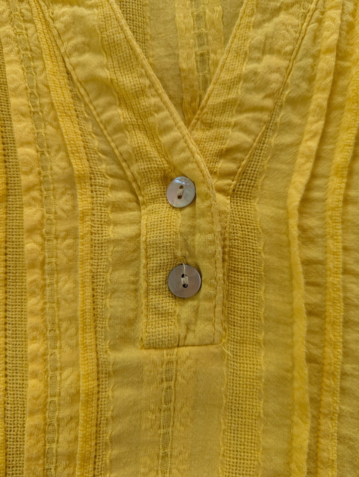Ruby Rd Yellow Textured Cotton Peasant Blouse XL 100% Cotton Boho Relaxed