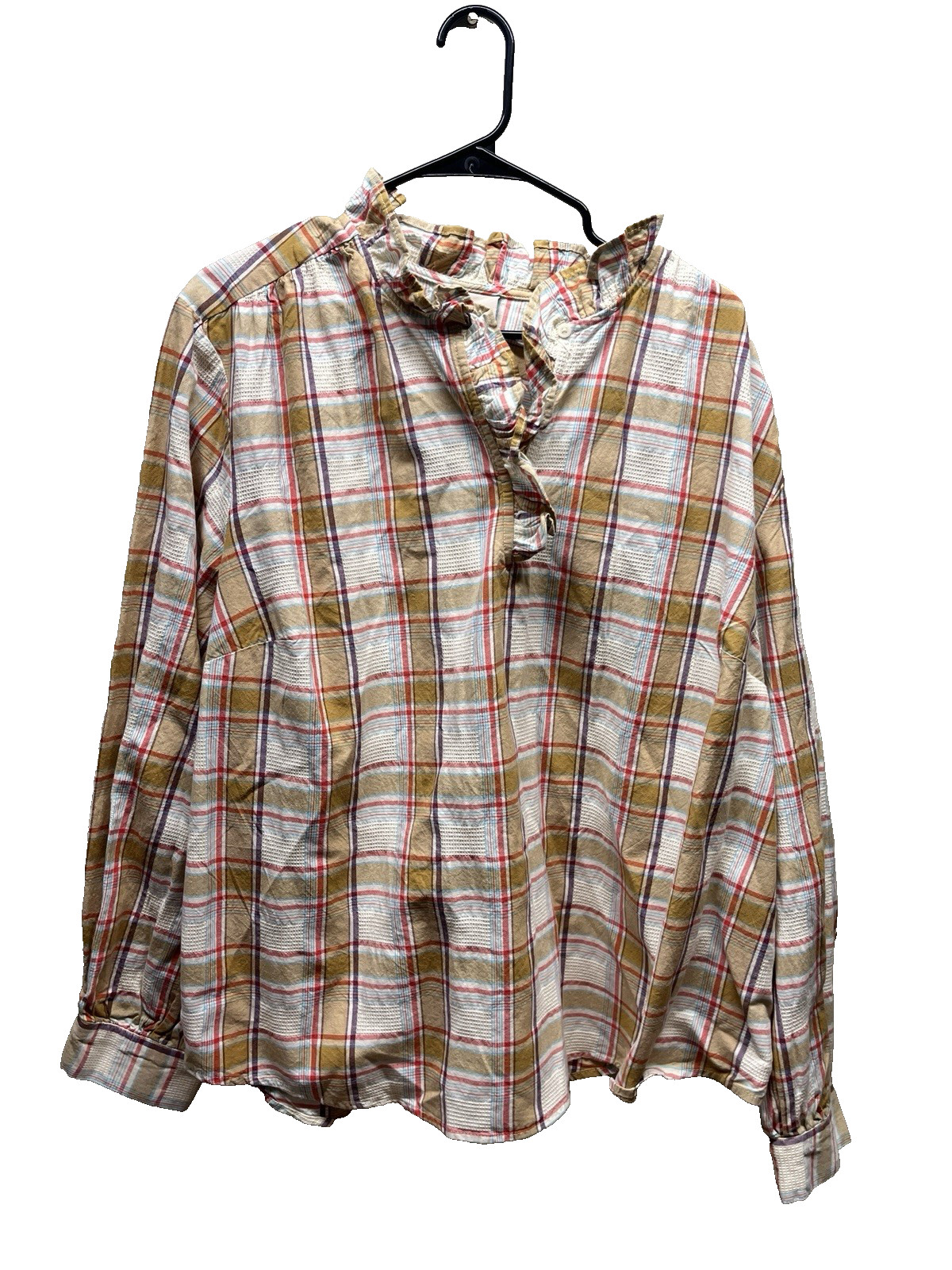 St. John’s Bay shirt womens plus size 2X neutral plaid long sleeve New!