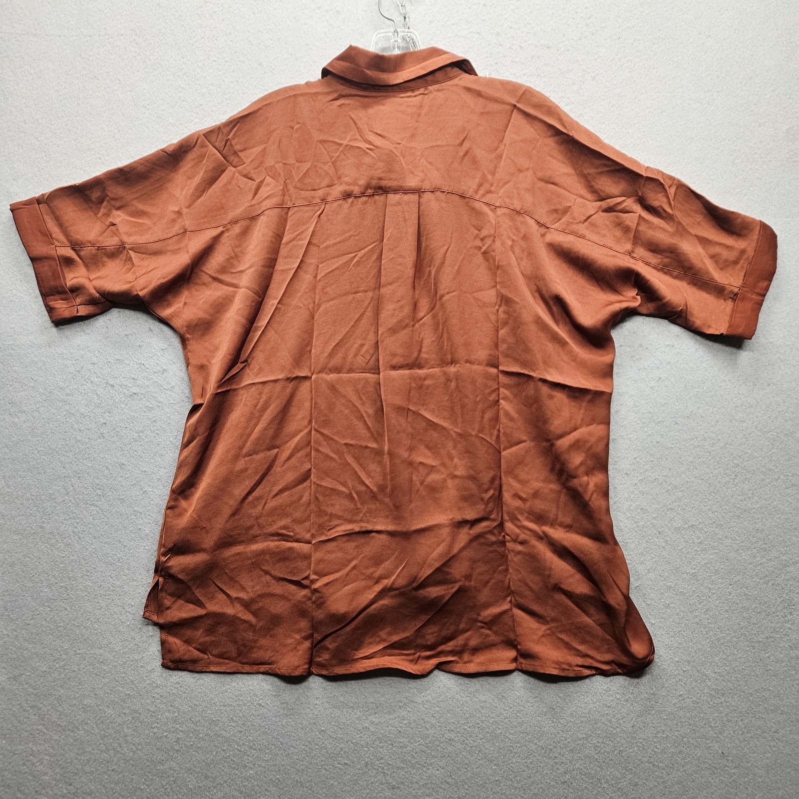 Motto Women’s Small Tan Silk Collar S/S Button Down NWT