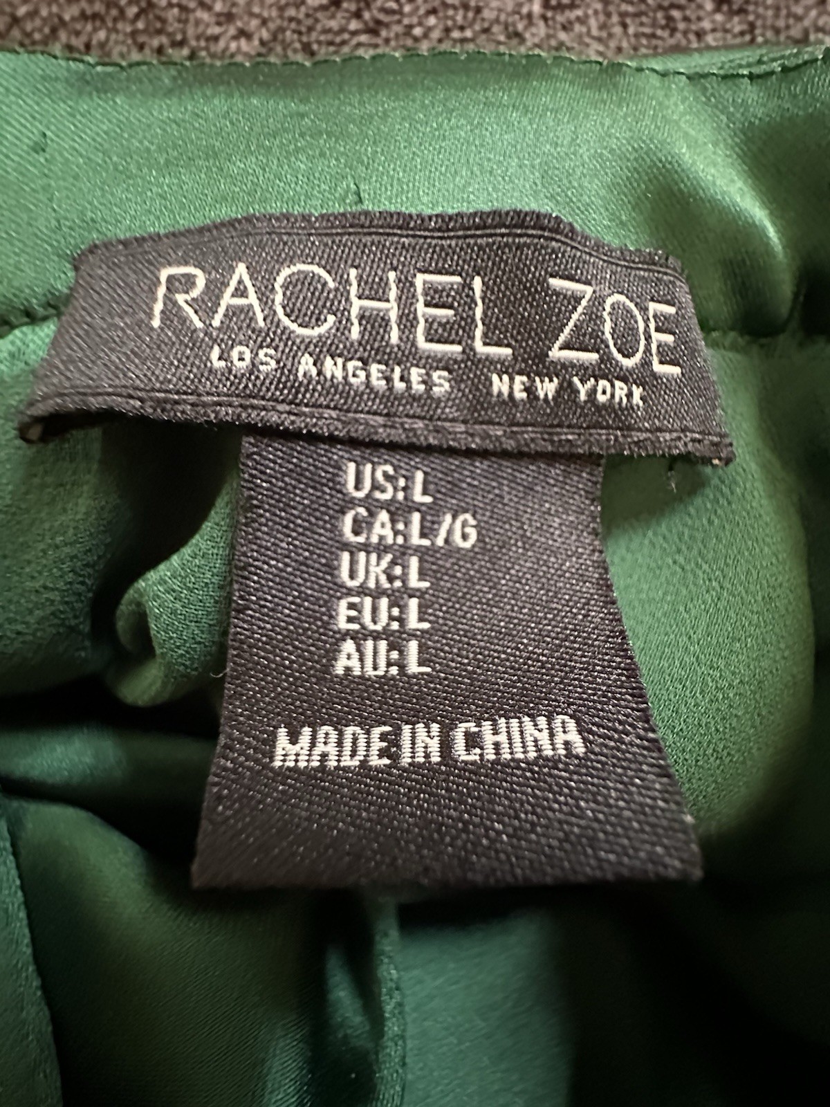 Rachel Zoe High Neck Halter Style Blouse Size L Olive Green Satin. A1-011