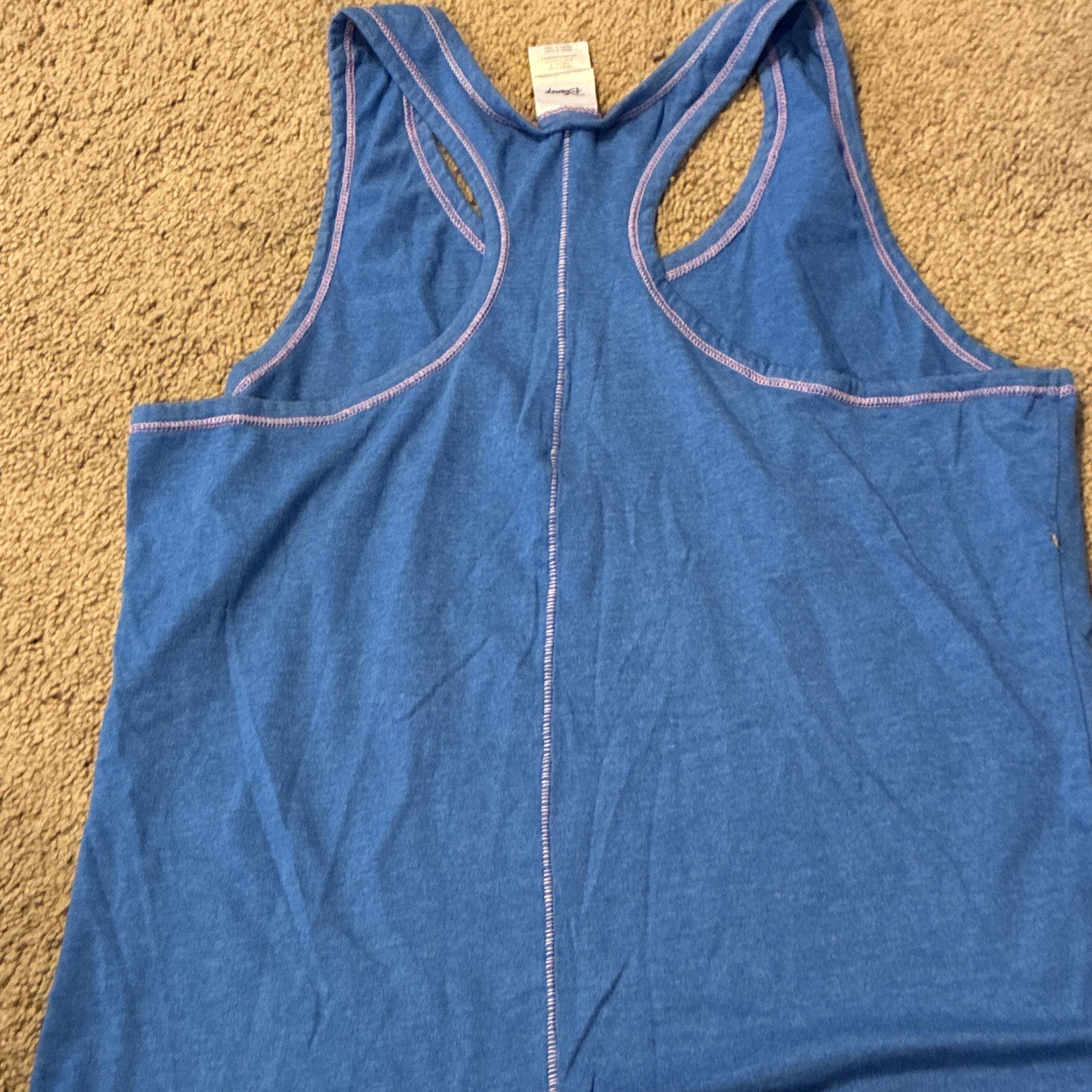 Disney Aladdin Graphic Print Blue Racerback Tank Top Womens Size XL 15 17 Cotton