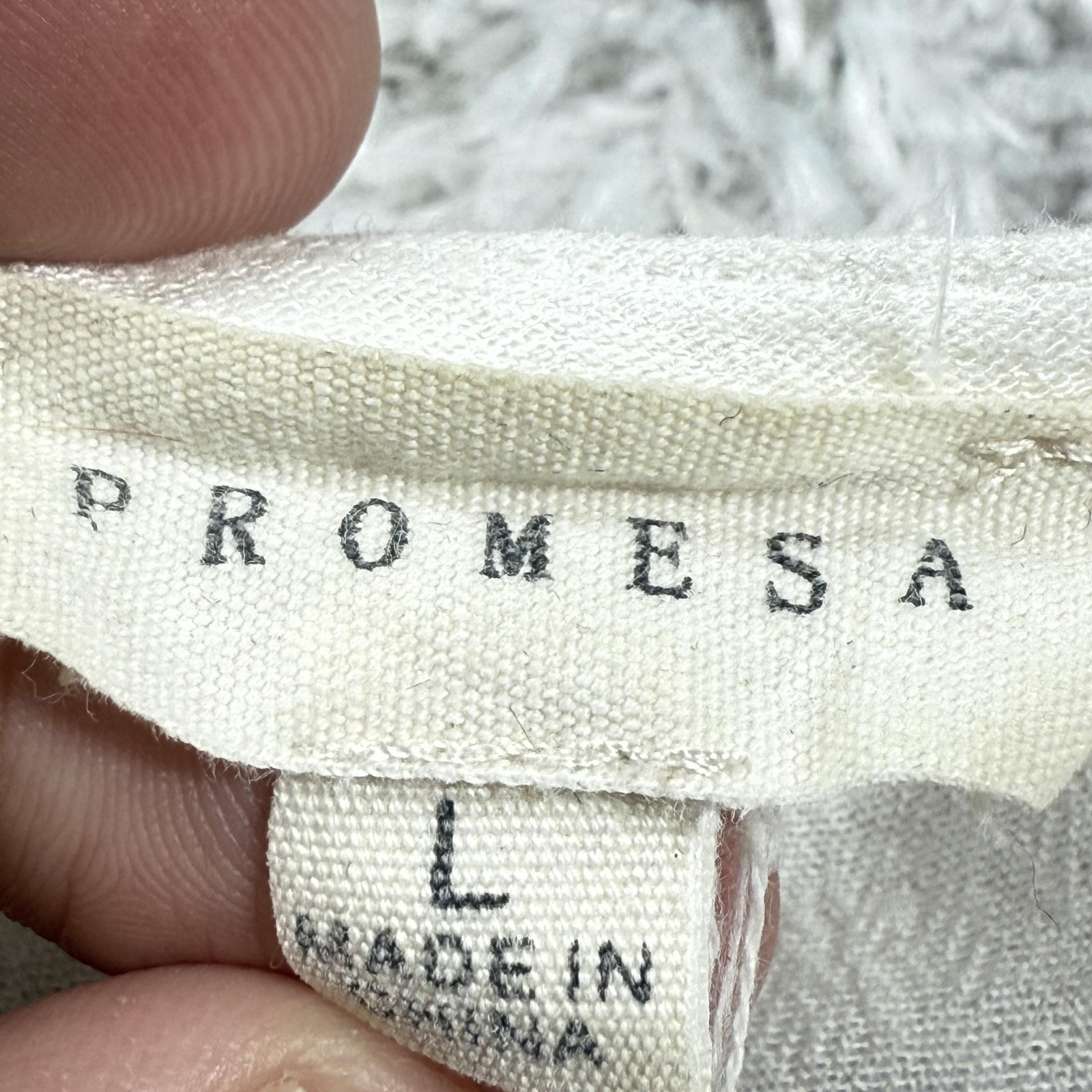 Promesa Tunic Womens L White Boho Peasant Cottagecore Blouse Top Romatic Gypsy