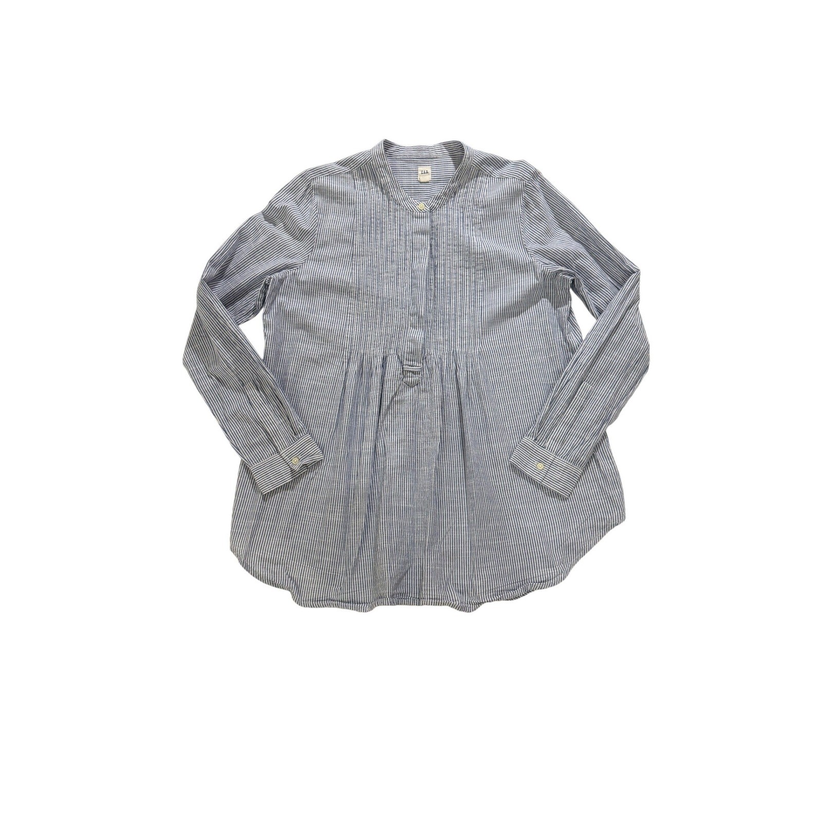 Gap Maternity Blue White Striped Pintuck Popover Top Size M Cotton