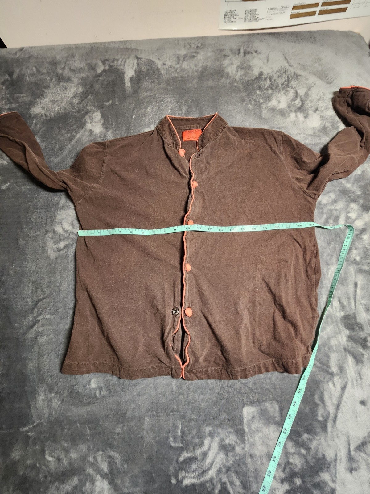 Shanghai Tang Cathay Pacific Shirt Womens Small Brown Snaps