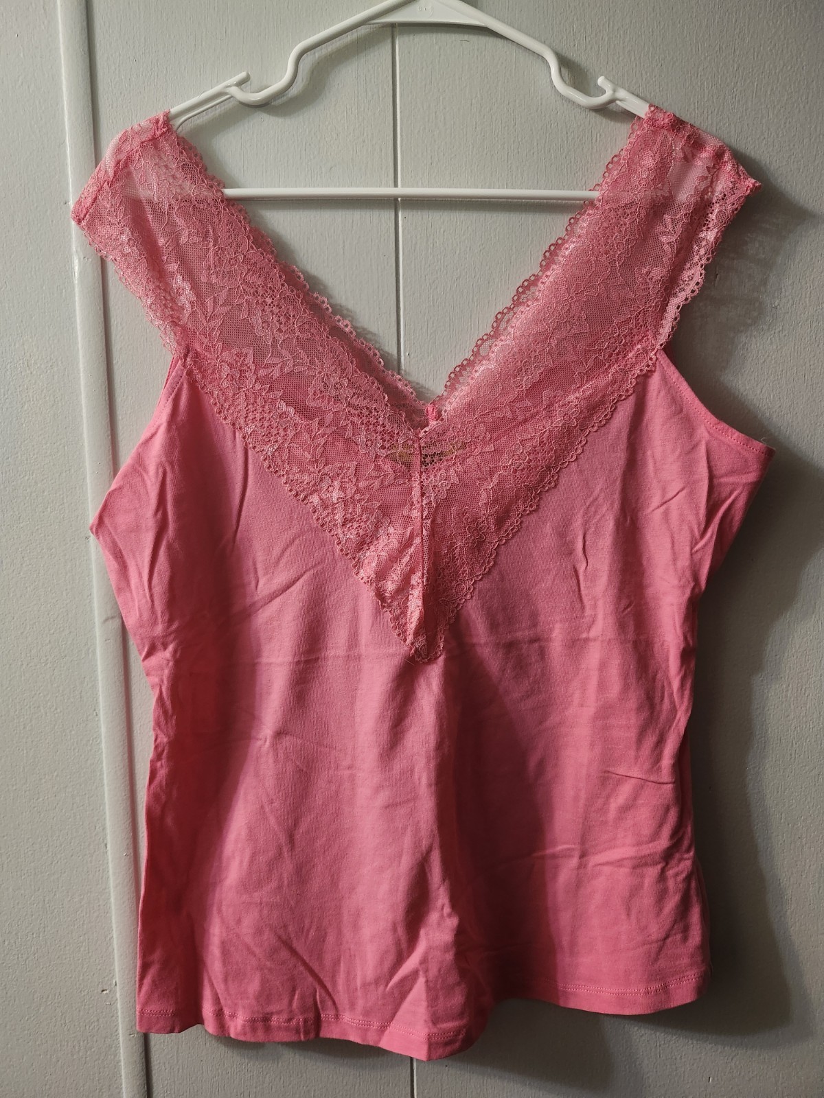 Finesse Size 2XL Pink Camisole With Lace Straps And Accent