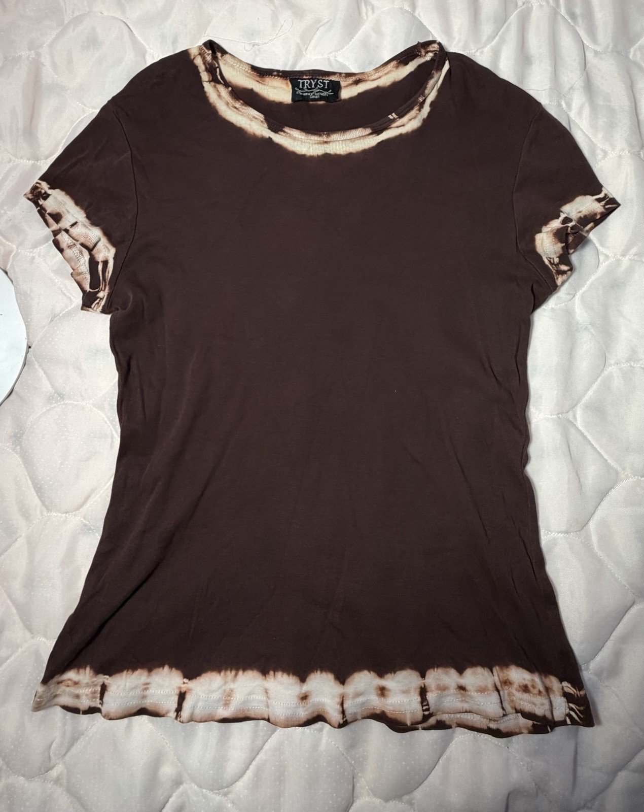 Y2K Vintage Brown Tryst Baby Tee Size S 2000s Mcbling Grunge