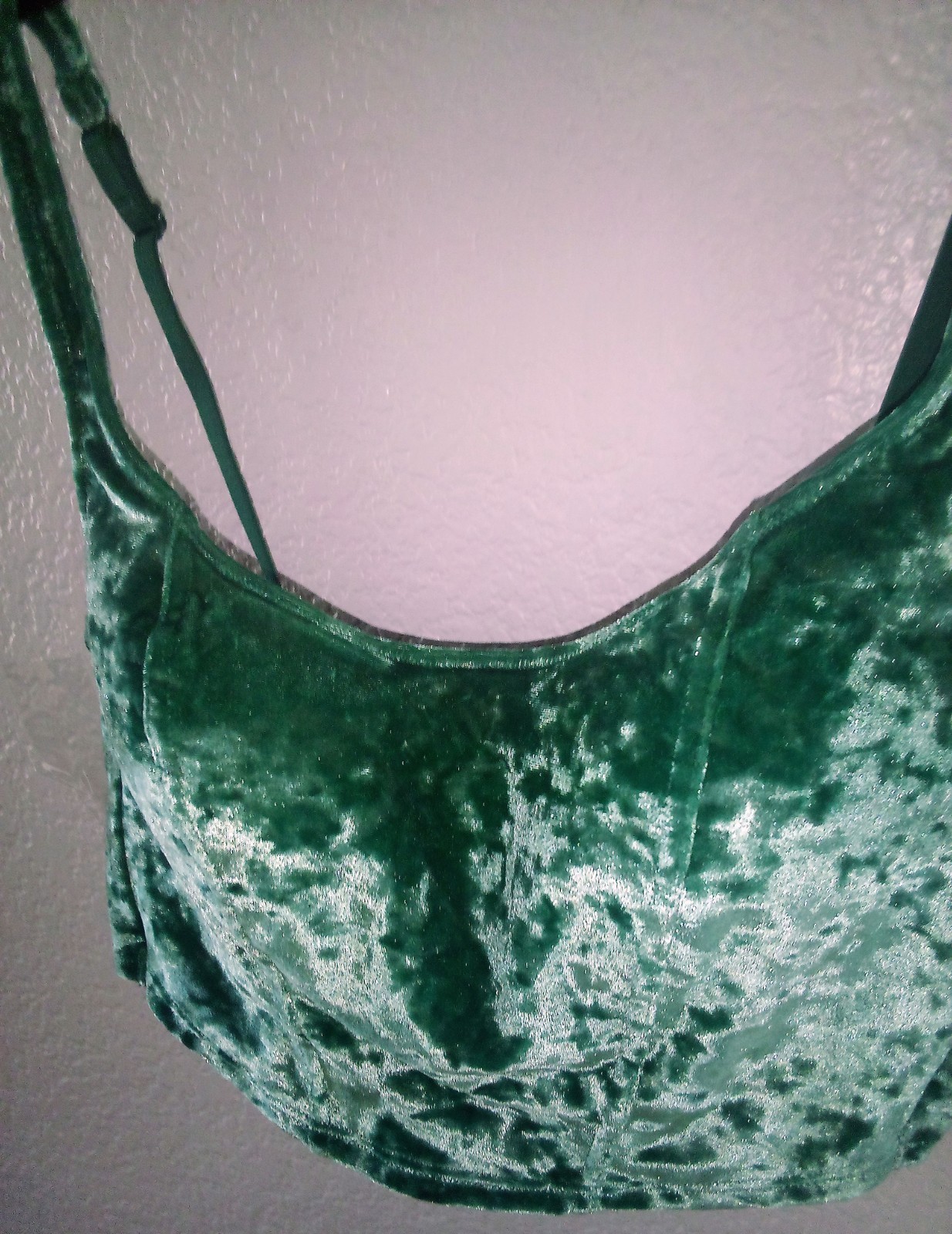velvet crop top blue green NWT M