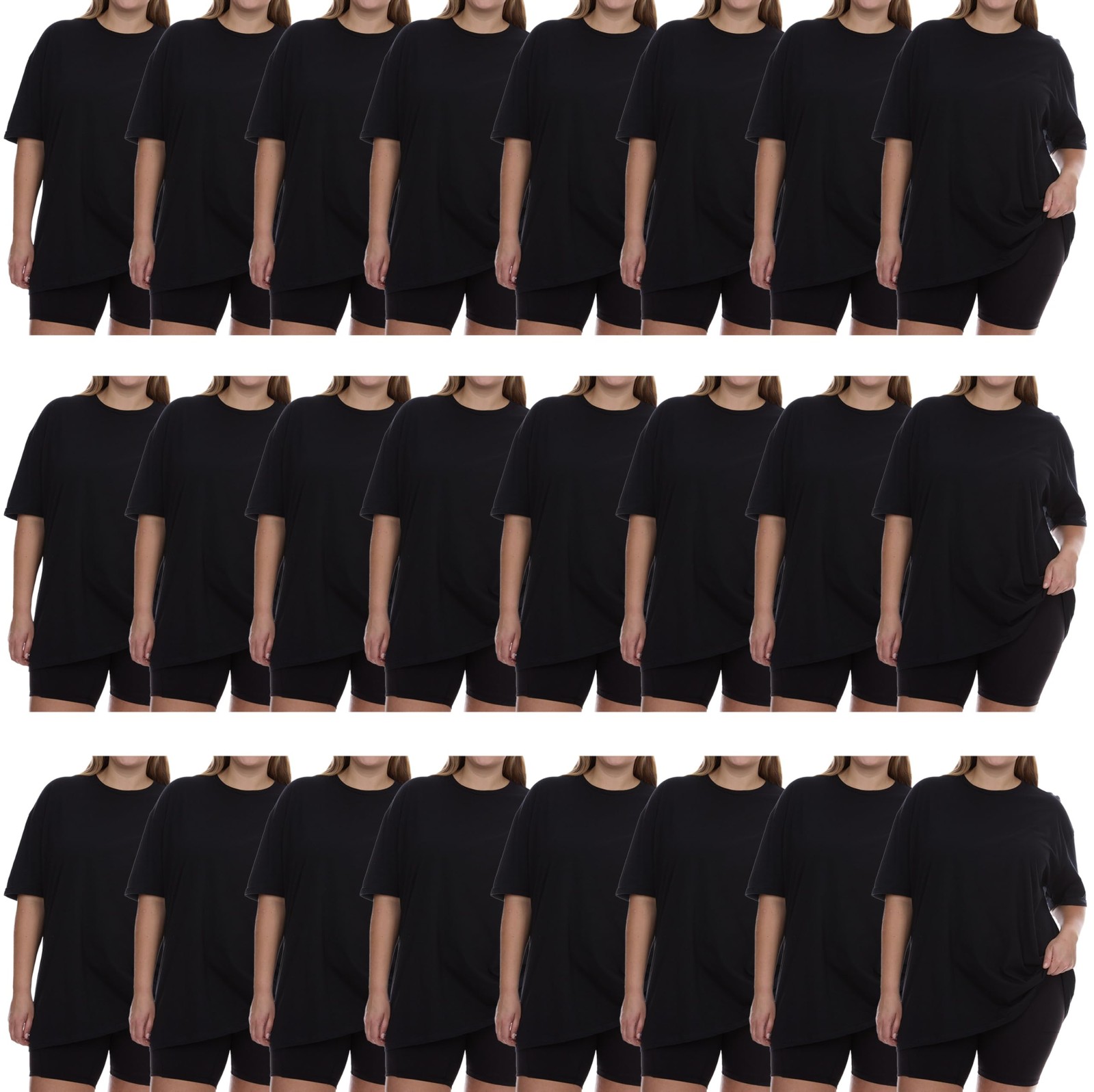 BILLIONHATS Womens Crew Neck Short Sleeve Baggy Loose Tops Oversize Tees