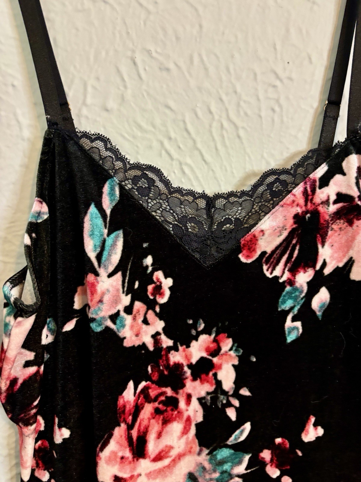 INC Floral Velvet Lace Trim Cami Tank Top NWT Size S Y2k Romantic Festival Top
