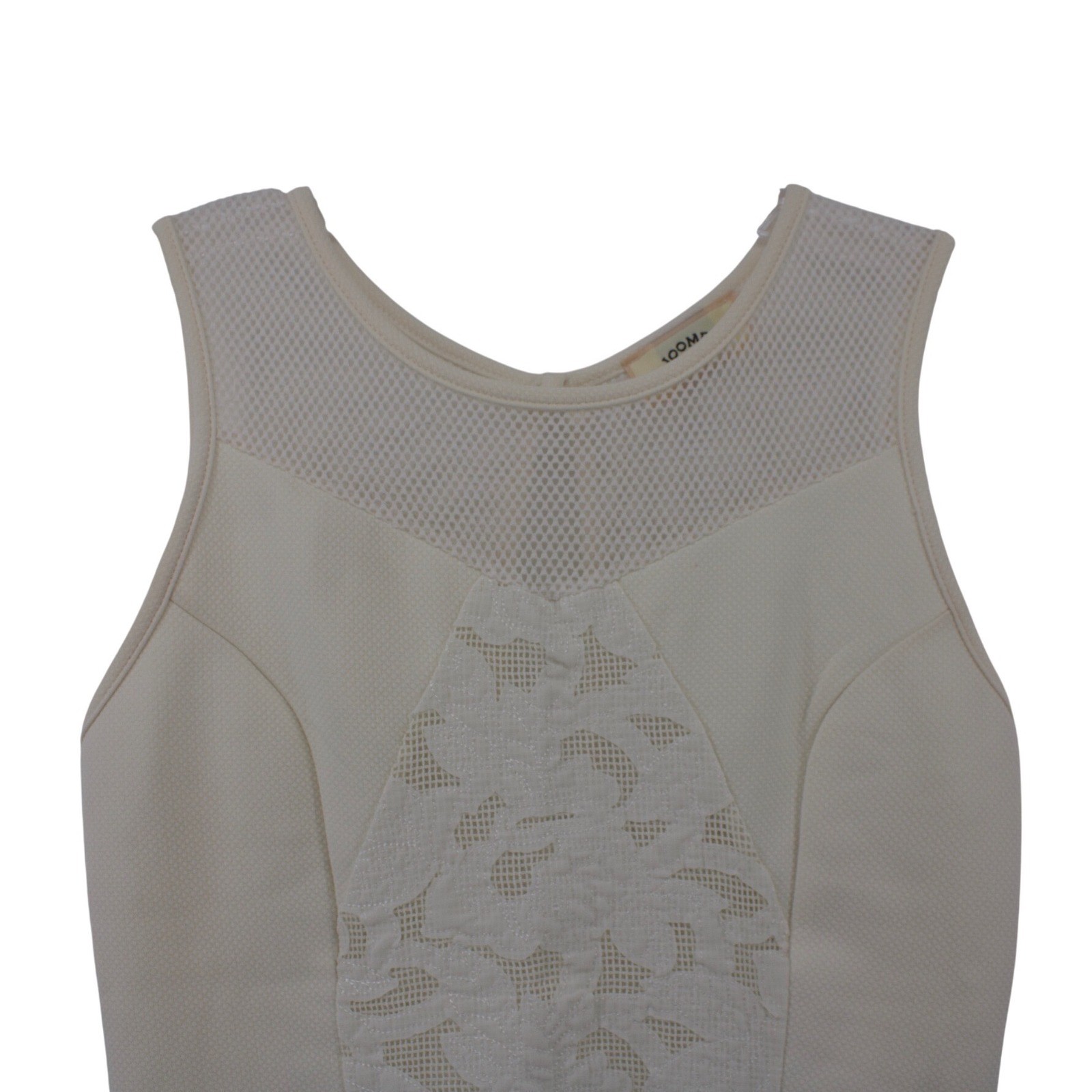 Joompy Tank Top Womens Large Cream Floral Lace Mesh Keyhole Peplum EW08238
